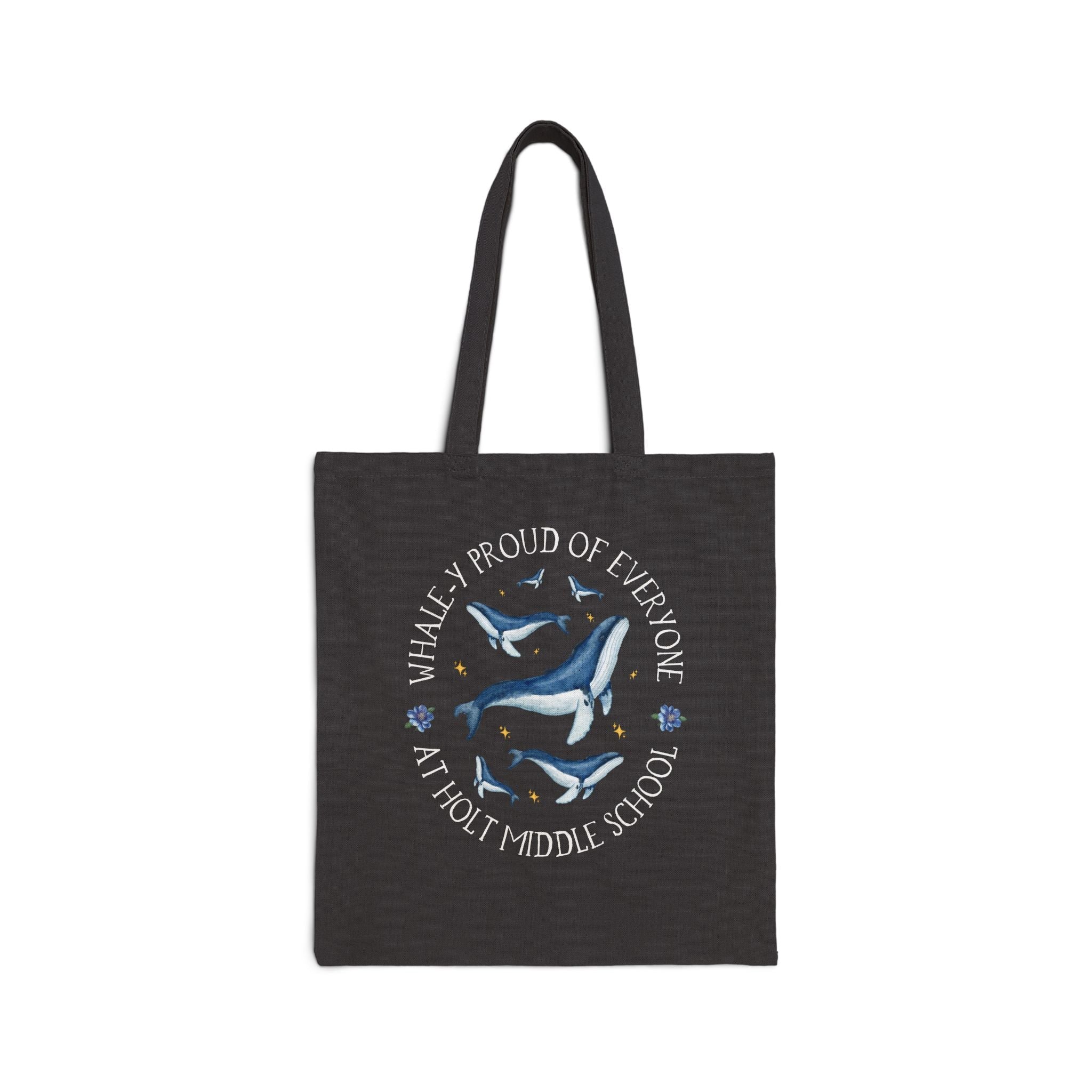 Holt Middle School Tote Bag: Whale - y Proud | FPS + Opal and June Tote Bag, Fayetteville Public Schools - Opal and June