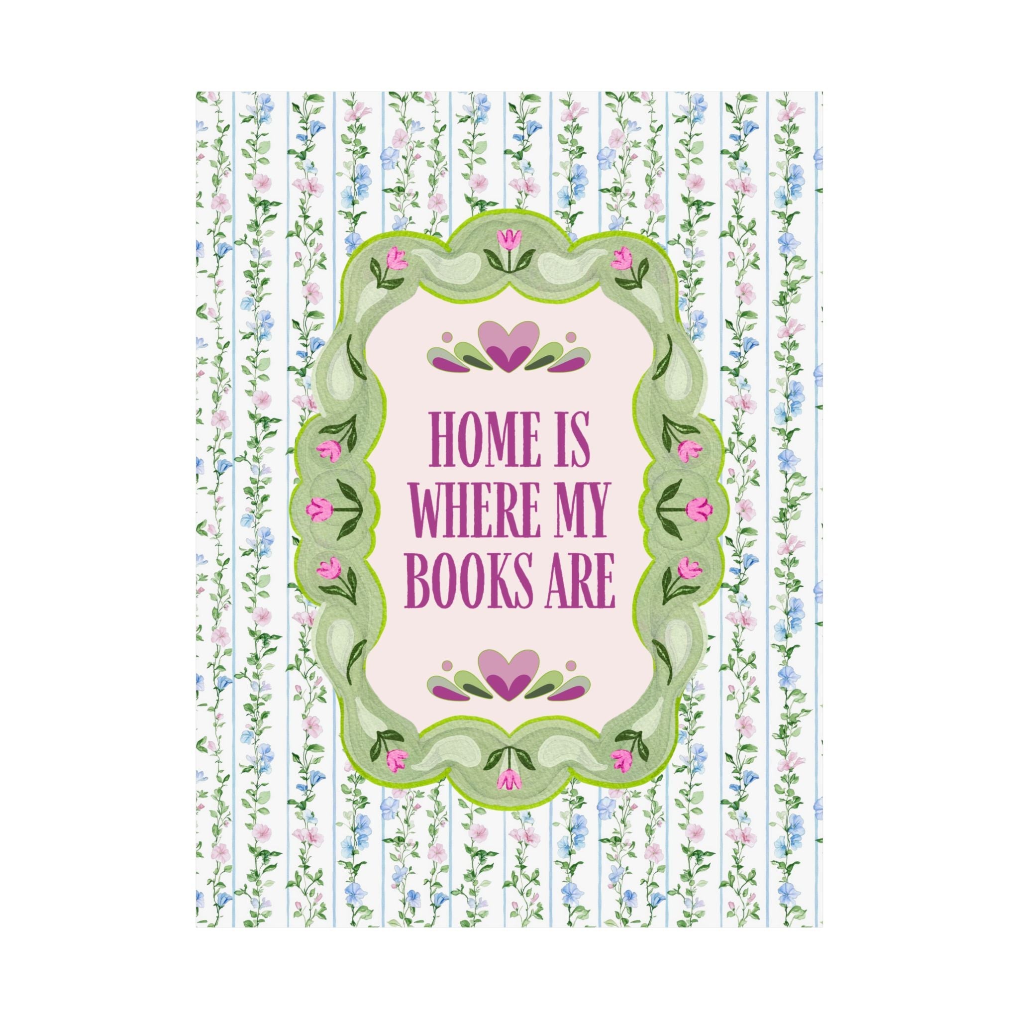 Home is Where My Books Are Wall Art Print: Nostalgic 90s Throwback Book Lover Gift Idea, Cute Bookish Poster for Dorm or Room - Opal and June