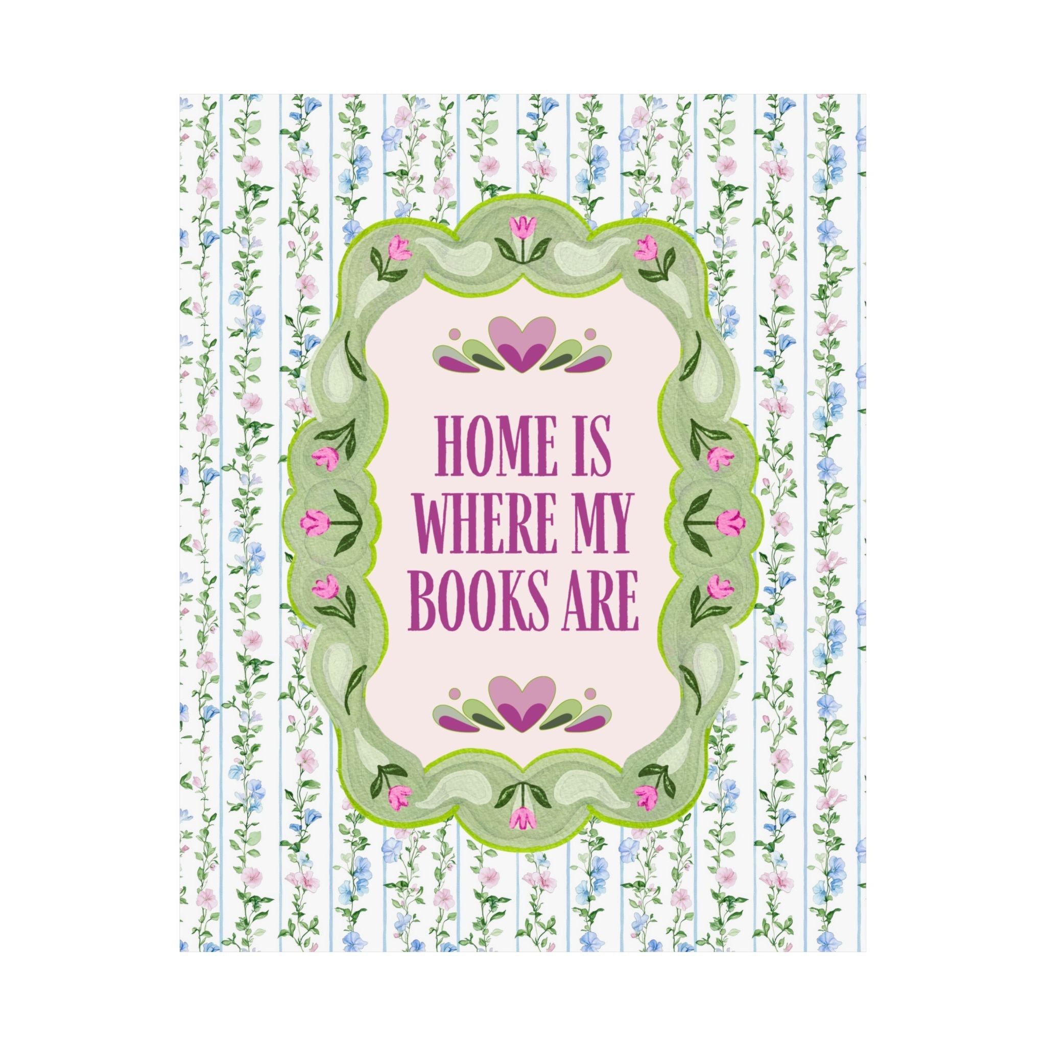 Home is Where My Books Are Wall Art Print: Nostalgic 90s Throwback Book Lover Gift Idea, Cute Bookish Poster for Dorm or Room - Opal and June