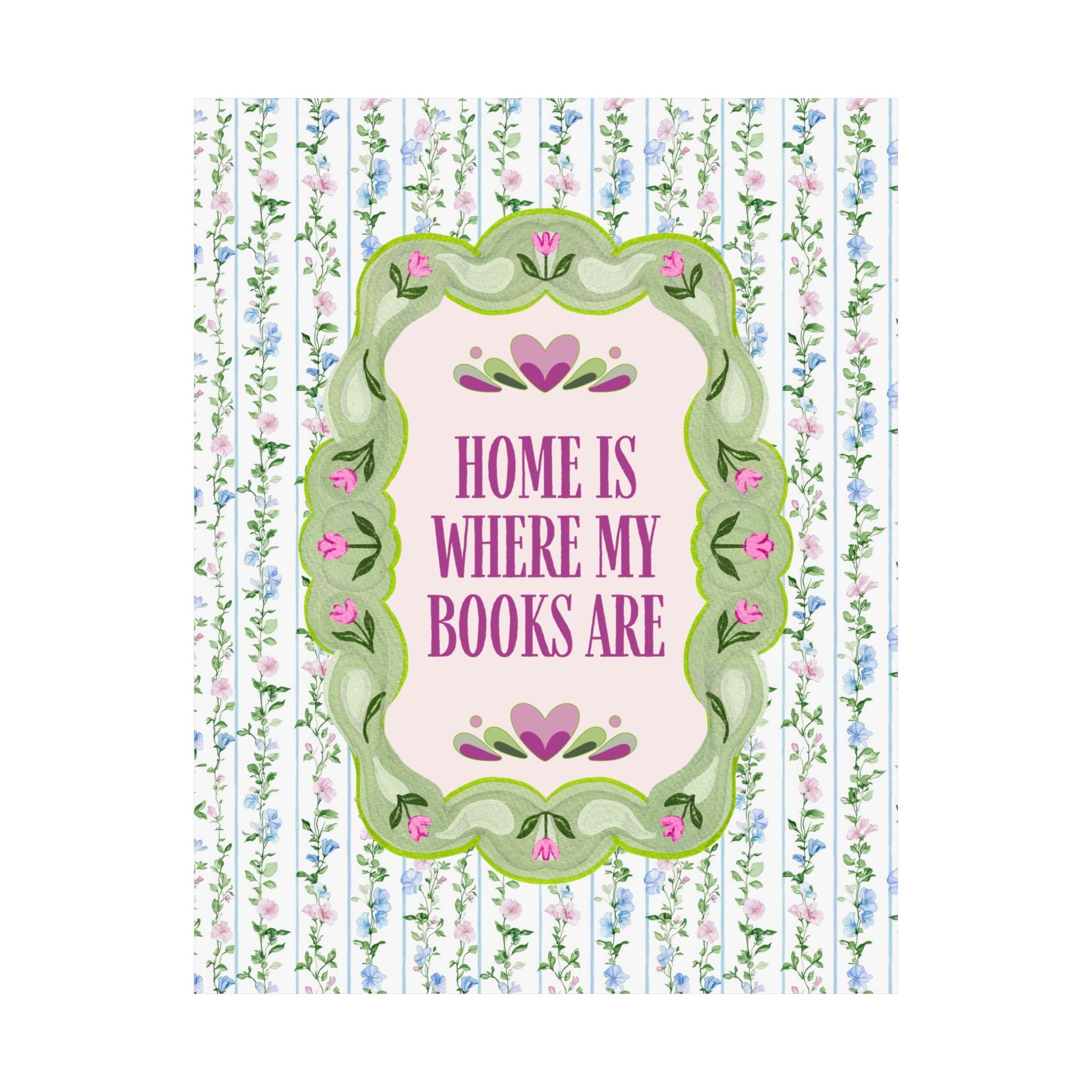 Home is Where My Books Are Wall Art Print: Nostalgic 90s Throwback Book Lover Gift Idea, Cute Bookish Poster for Dorm or Room - Opal and June