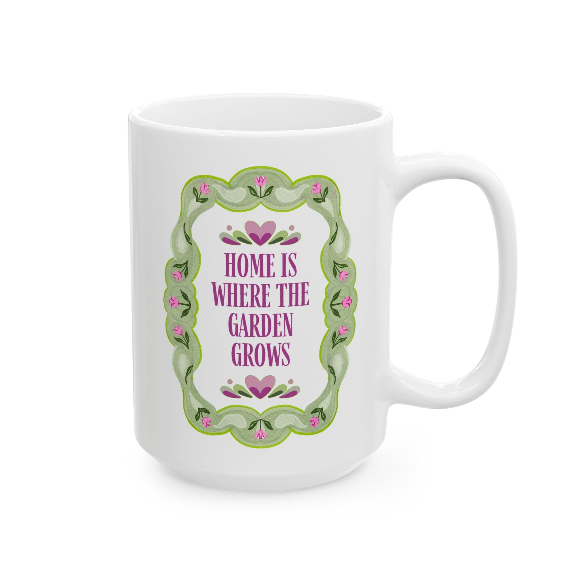 Home is Where the Garden Grows Garden Lover Gift: 15 Oz Coffee Mug | Silly 90s Aesthetic Coffee Lover Gift for Mom or Sister Who Gardens - Opal and June