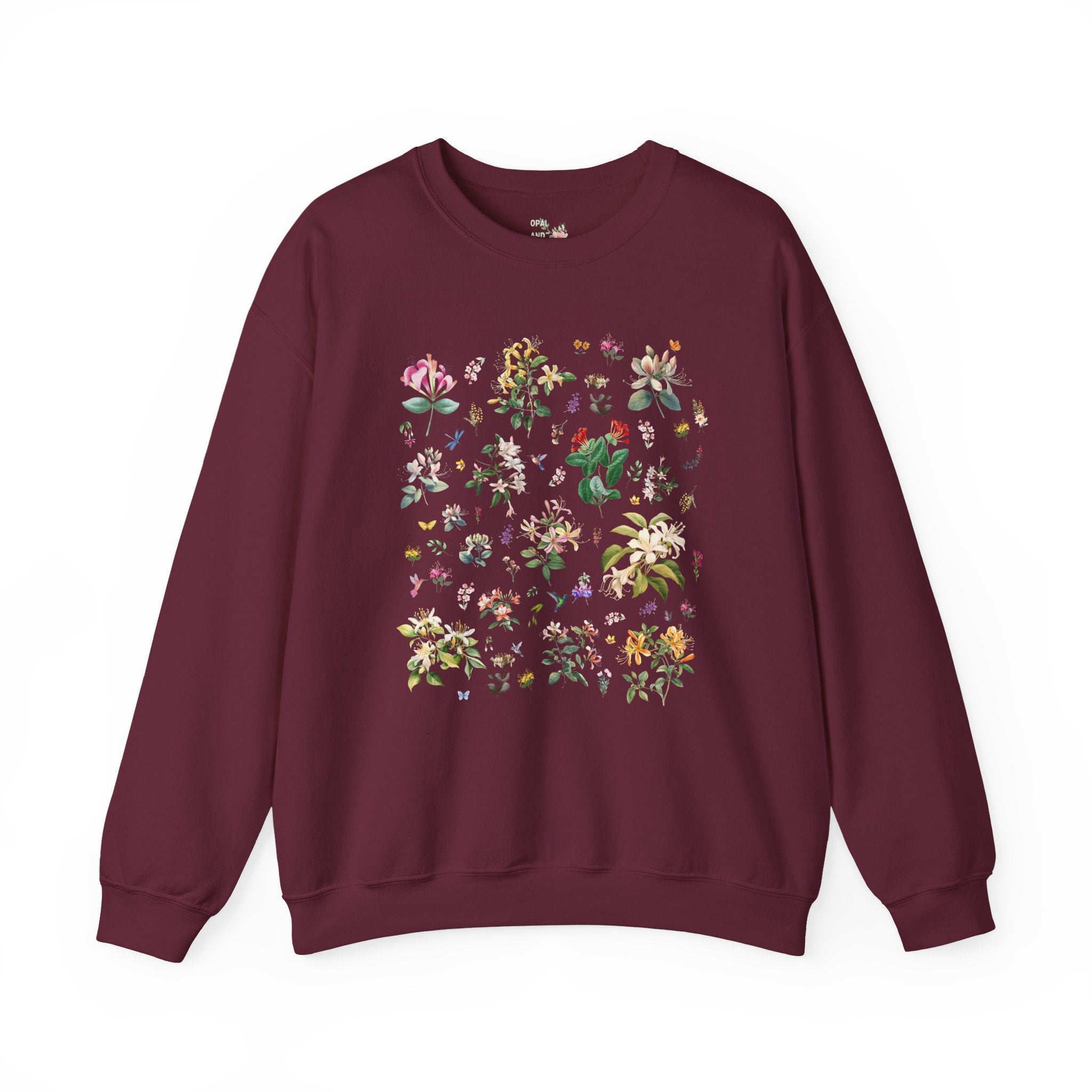 Honeysuckle Flower Sweatshirt, Mom Who Loves Flowers, June Birth Month Gift for Mother's Day, Cute Birthday Present for Daughter who Gardens - Opal and June