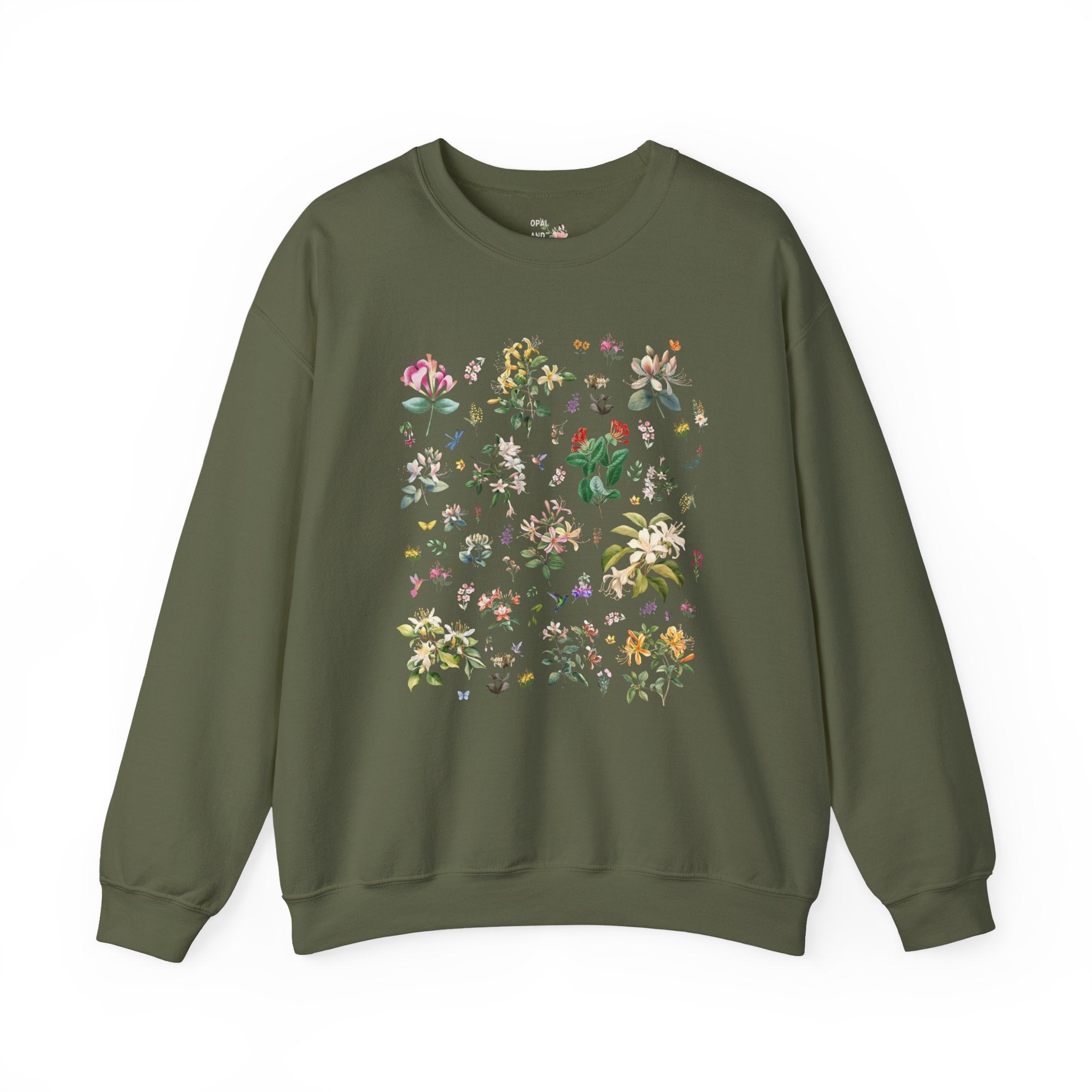 Honeysuckle Flower Sweatshirt, Mom Who Loves Flowers, June Birth Month Gift for Mother's Day, Cute Birthday Present for Daughter who Gardens - Opal and June
