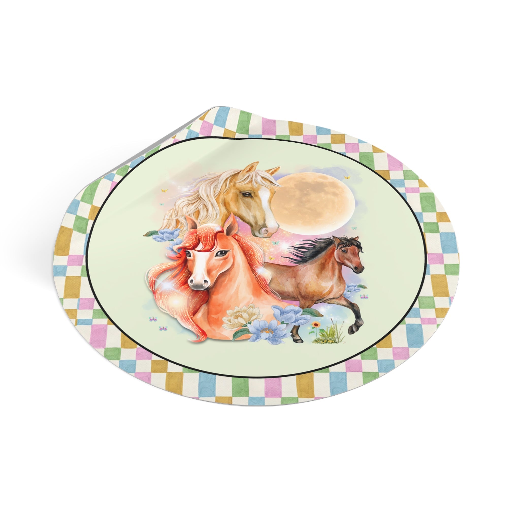 Horse Animal Lover Sticker with Butterflies and Flower - Opal and June