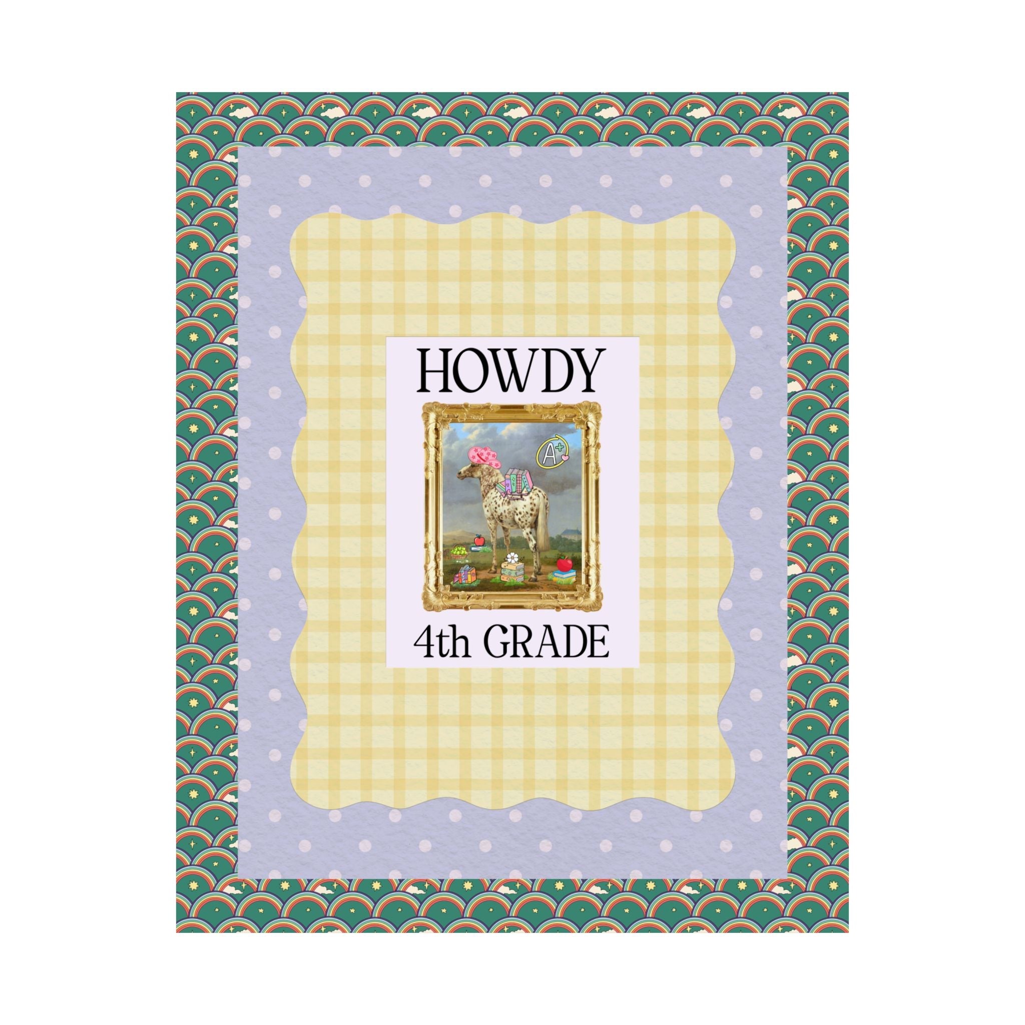 Howdy Fourth Grade Teacher Poster Print with Famous Painting - Opal and June