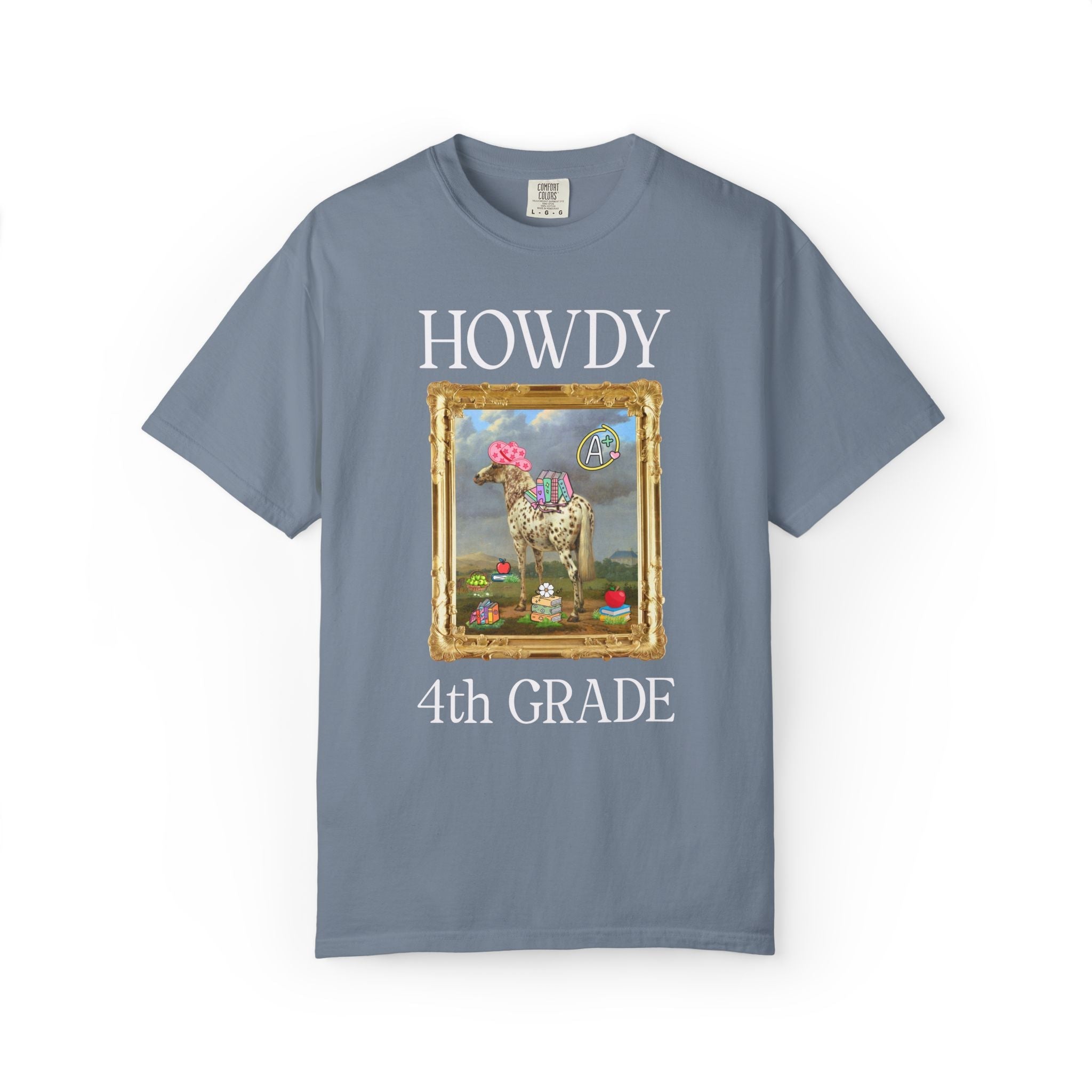 Howdy Fourth Grade Teacher Team T-Shirt with Famous Painting, Horse Painting by Paulus Potter, Back to School, 17th Century Art History - Opal and June
