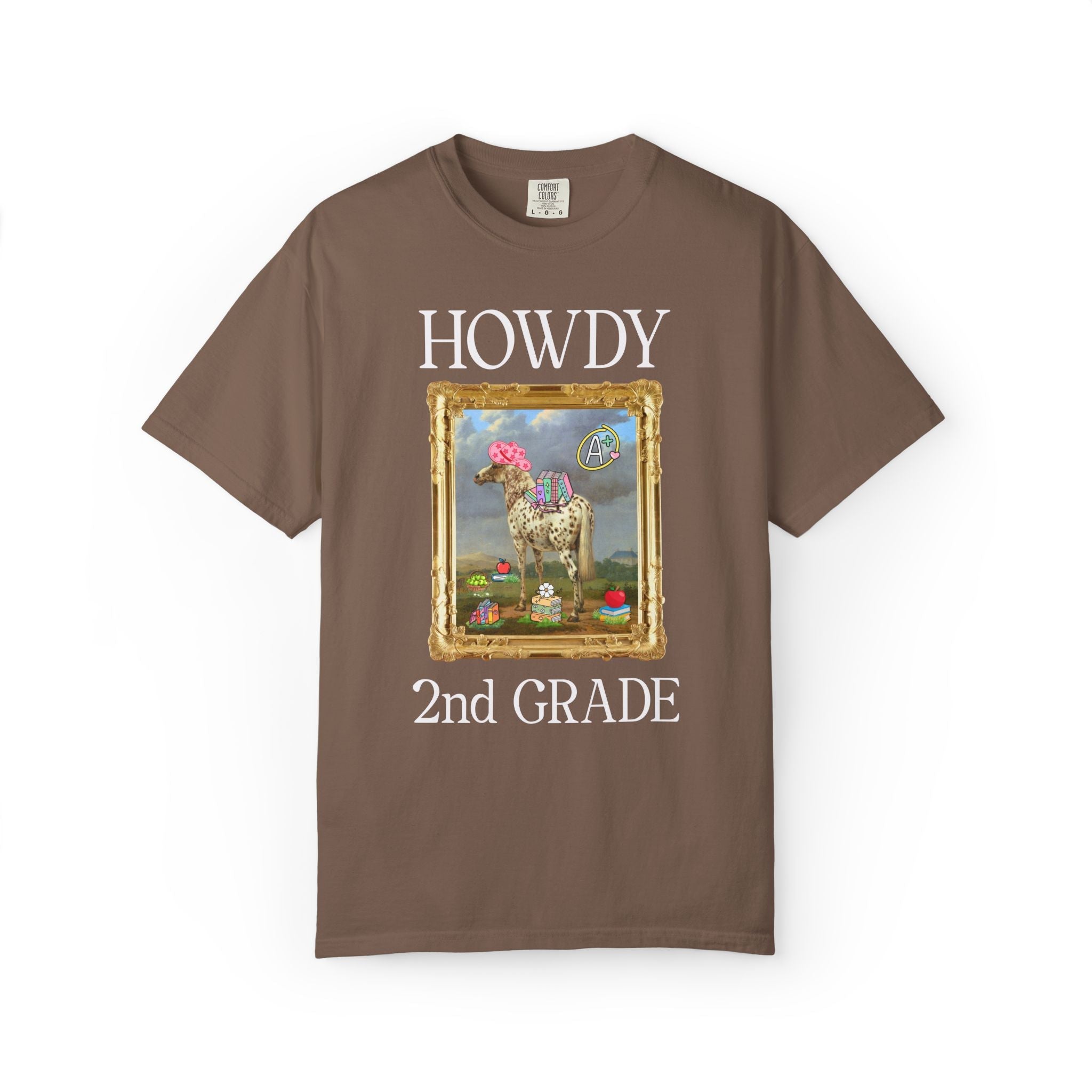 Howdy Second Grade Teacher Team T-Shirt with Famous Painting, Horse Painting by Paulus Potter, Back to School, 17th Century Art History - Opal and June