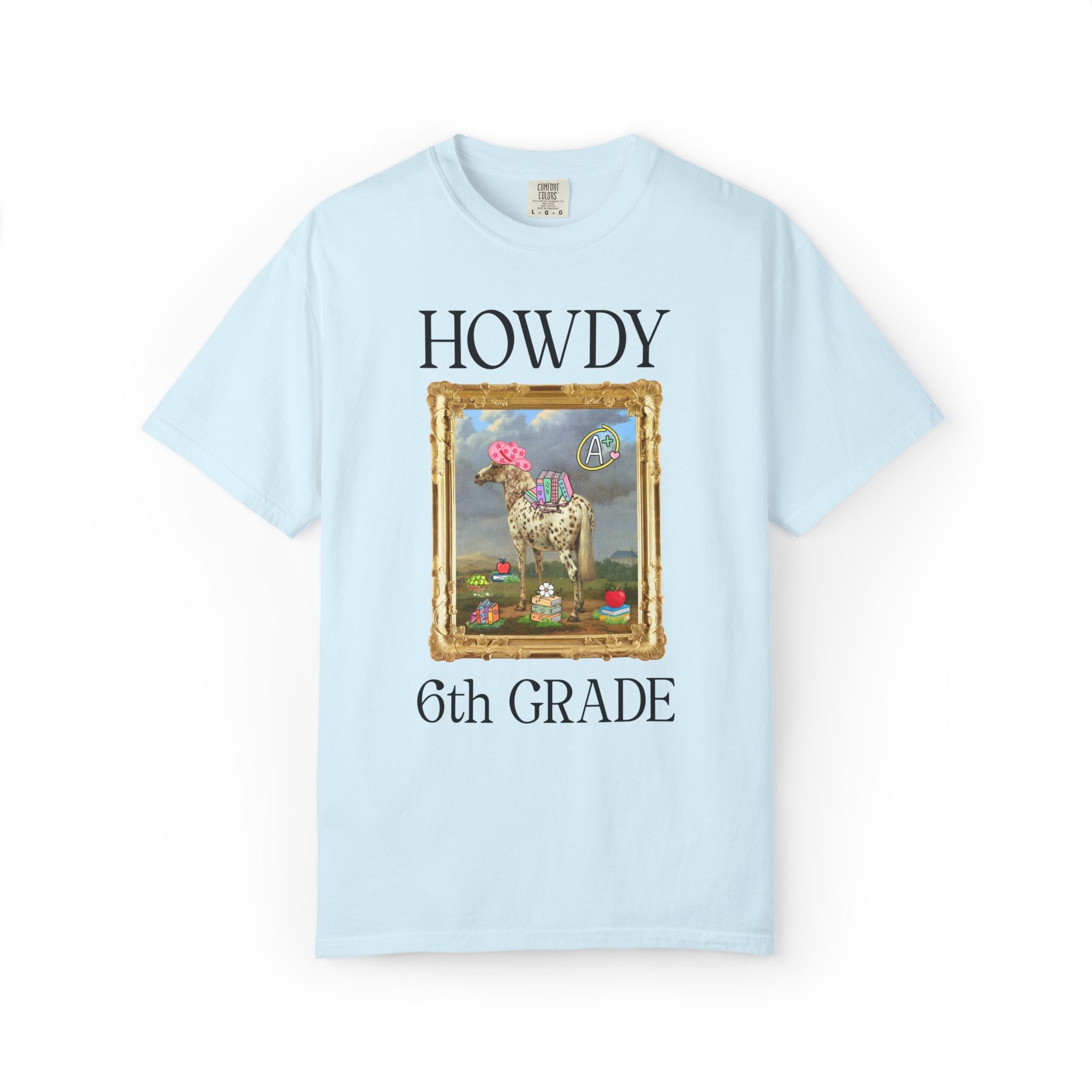 Howdy Sixth Grade Teacher Team T-Shirt with Famous Painting, Horse Painting by Paulus Potter, Back to School, 17th Century Art History - Opal and June