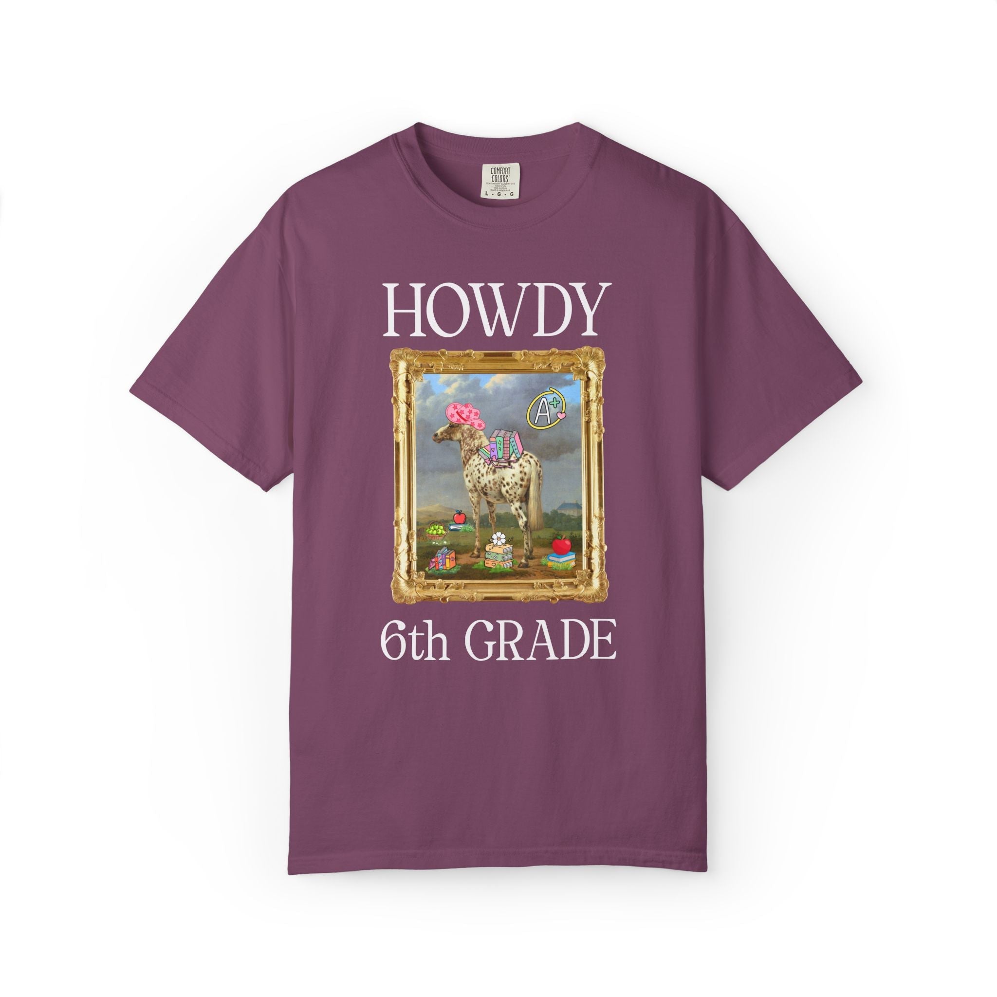 Howdy Sixth Grade Teacher Team T-Shirt with Famous Painting, Horse Painting by Paulus Potter, Back to School, 17th Century Art History - Opal and June