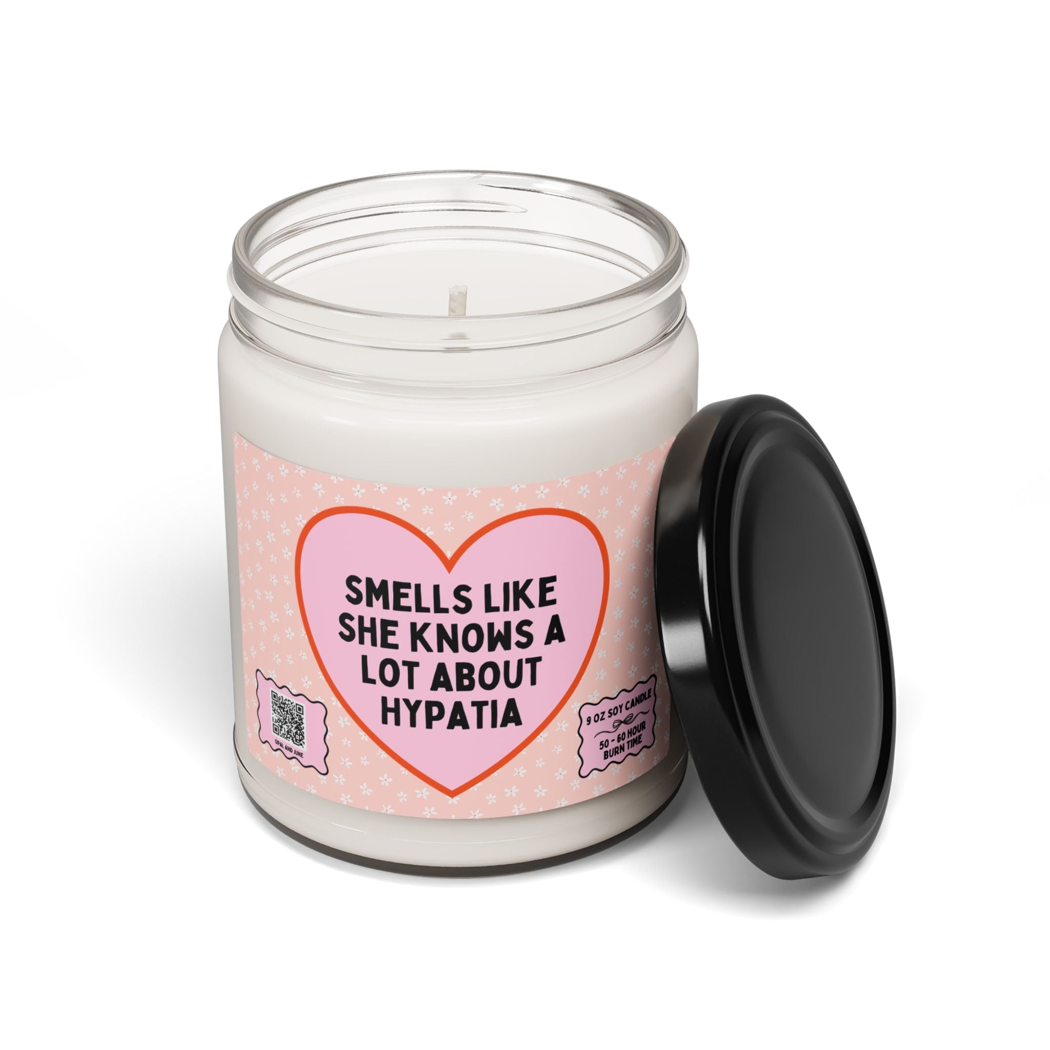 Hypatia of Alexandria Candle: Cute History Present for Historian Who Loves Classic and Egyptian History, Colorful Women's History Soy Candle - Opal and June