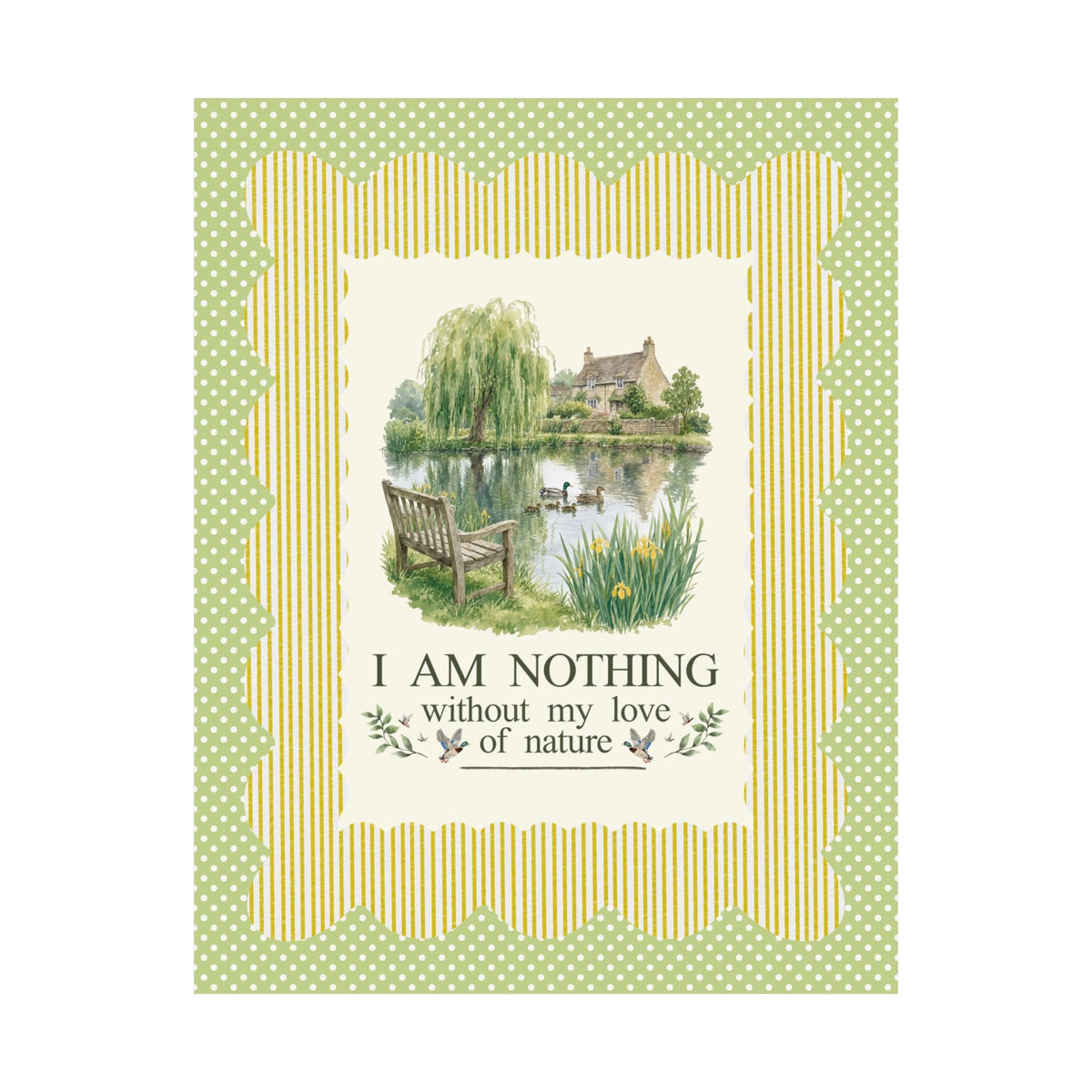 I Am Nothing Without My Love of Nature Poster Print with Cute Ducks in a Pond, Cute Whimsy Nature Lover Print for Animal Lover - Opal and June
