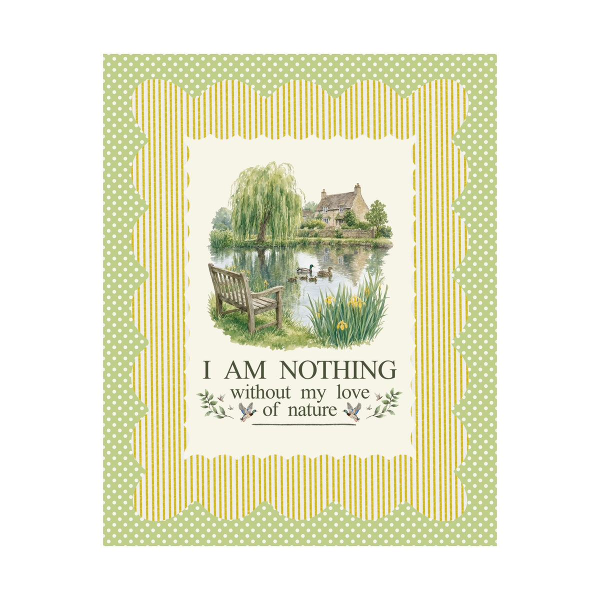 I Am Nothing Without My Love of Nature Poster Print with Cute Ducks in a Pond, Cute Whimsy Nature Lover Print for Animal Lover - Opal and June