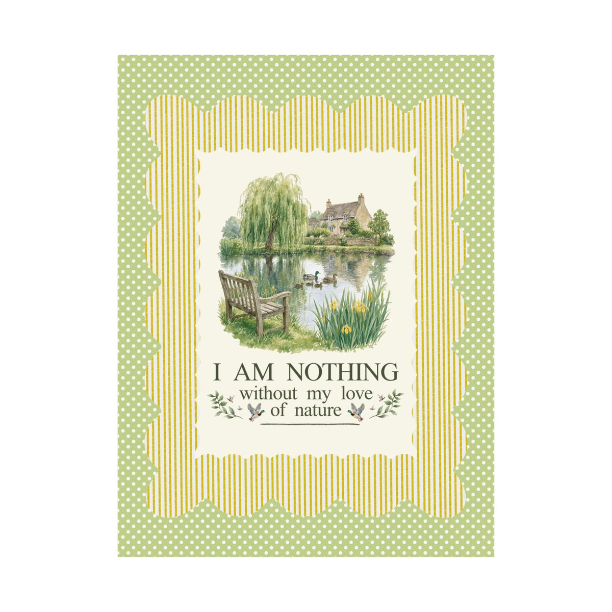 I Am Nothing Without My Love of Nature Poster Print with Cute Ducks in a Pond, Cute Whimsy Nature Lover Print for Animal Lover - Opal and June