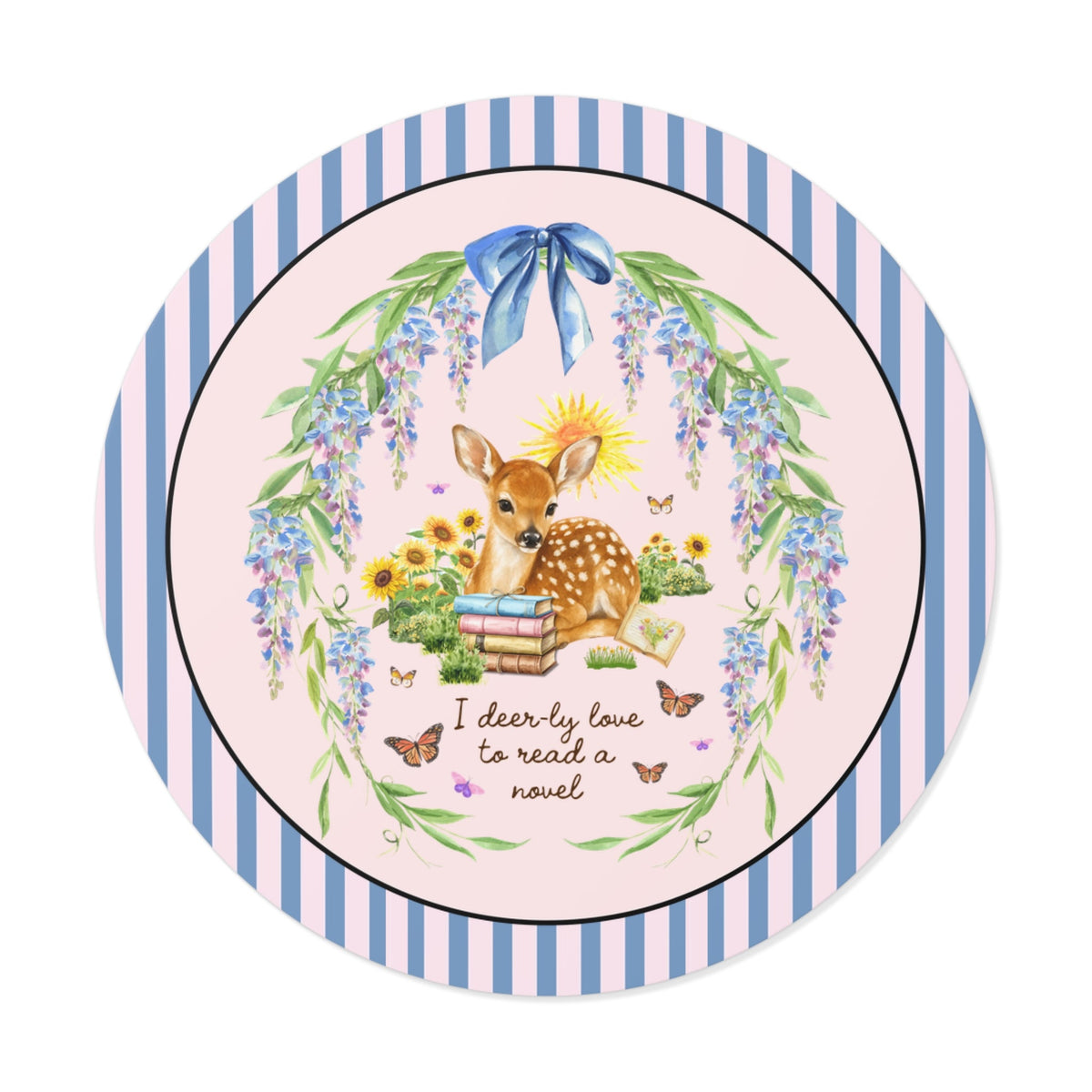 I Deer-ly Love To Read a Books Cottagecore Deer Sticker with Flowers, Colorful Maximalist Animal Lover Reading Decal for Romance Reader - Opal and June