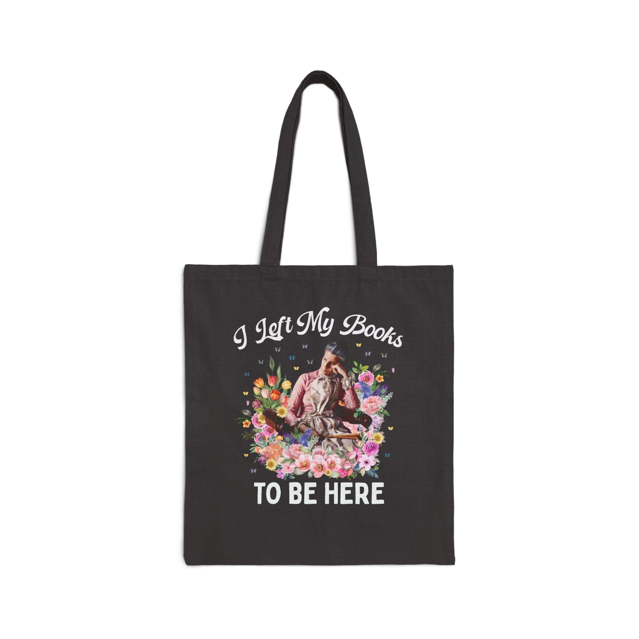 I Left My Books to Be Here: Funny Bookish Art History Tote, Painting by Thomas Eakins, American Realism Art History Tote Bag with Flowers - Opal and June