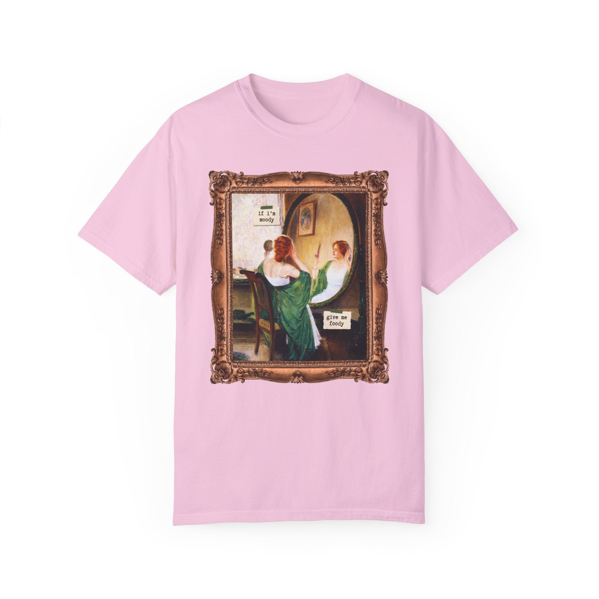 If I'm Moody Give Me Foody: Funny Saying Art History T-Shirt for Friend Who Loves Art, Sarcastic Humanites Major, Green Mirror by Guy Rose - Opal and June