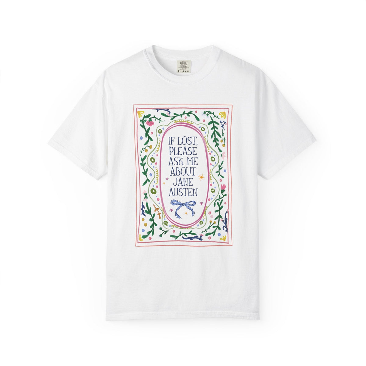If Lost, Please Ask Me About Jane Austen Tee Shirt: Funny Book Lover Classic Literature Bookworm T-Shirt for Romance Reader or English Professor - Opal and June