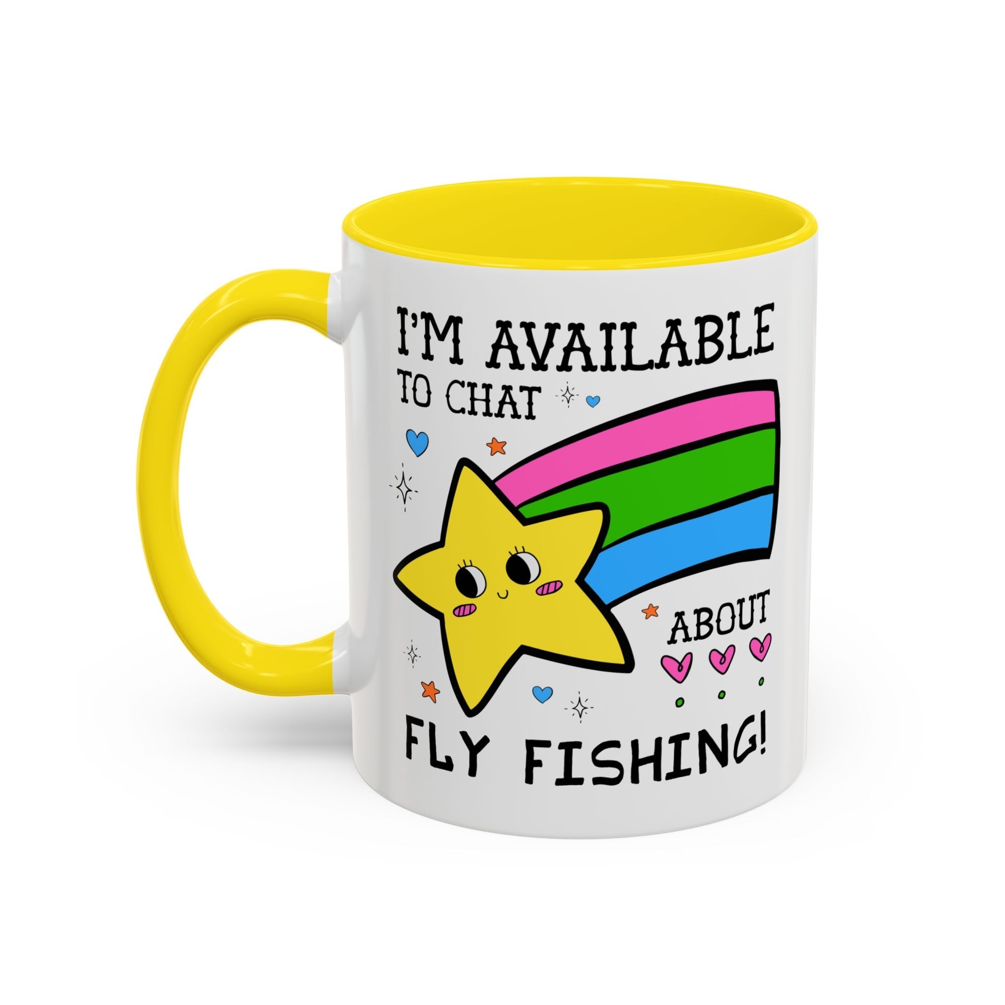 I'm Available to Chat About Fly Fishing Coffee Mug: Funny Fishing Lover Gift for Dad or Brother Who Loves Fly Fishing - Opal and June