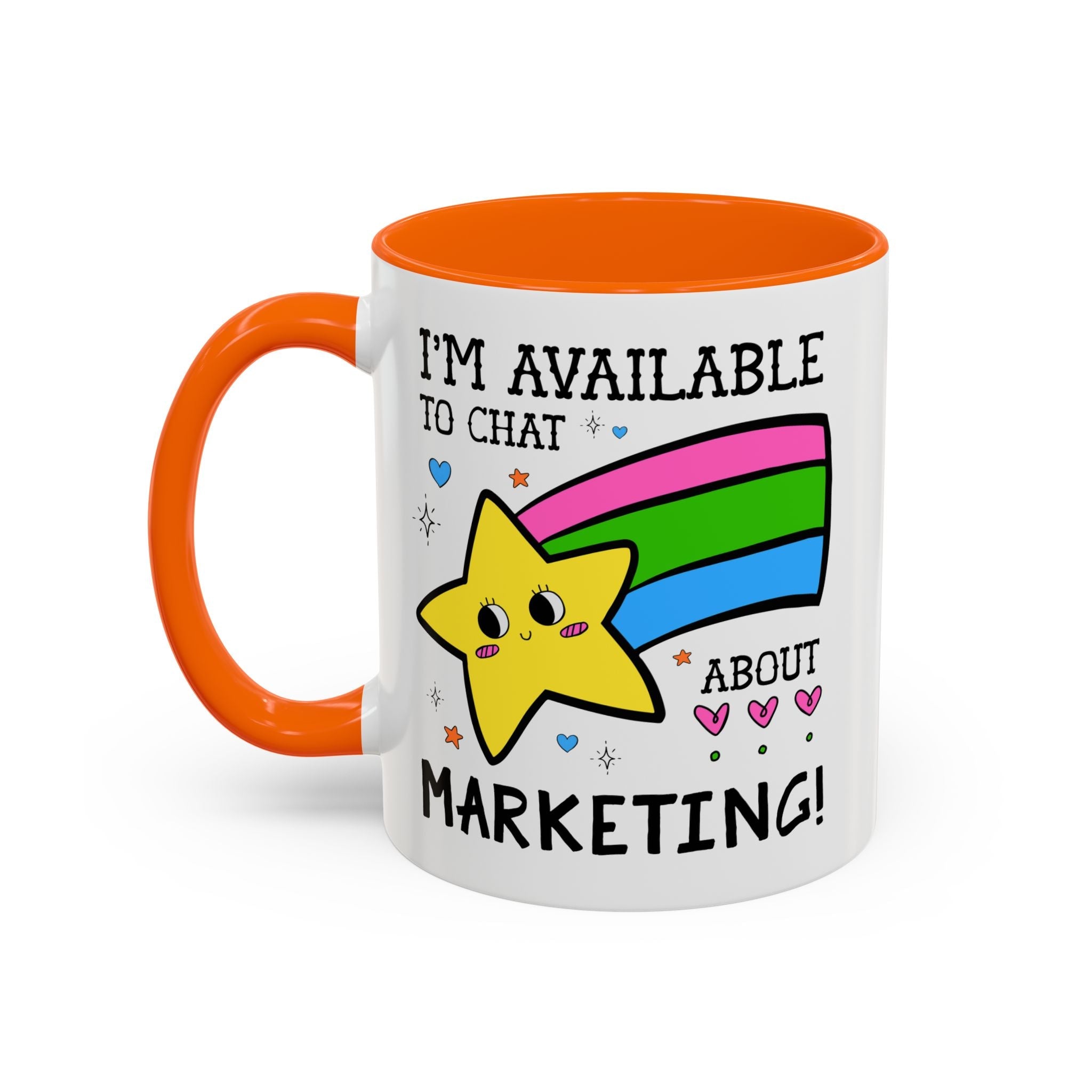 I'm Available to Chat About Marketing Coffee Mug: Cute and Silly Marketing Major Gift for Student Gradating with a Marketing Degree - Opal and June