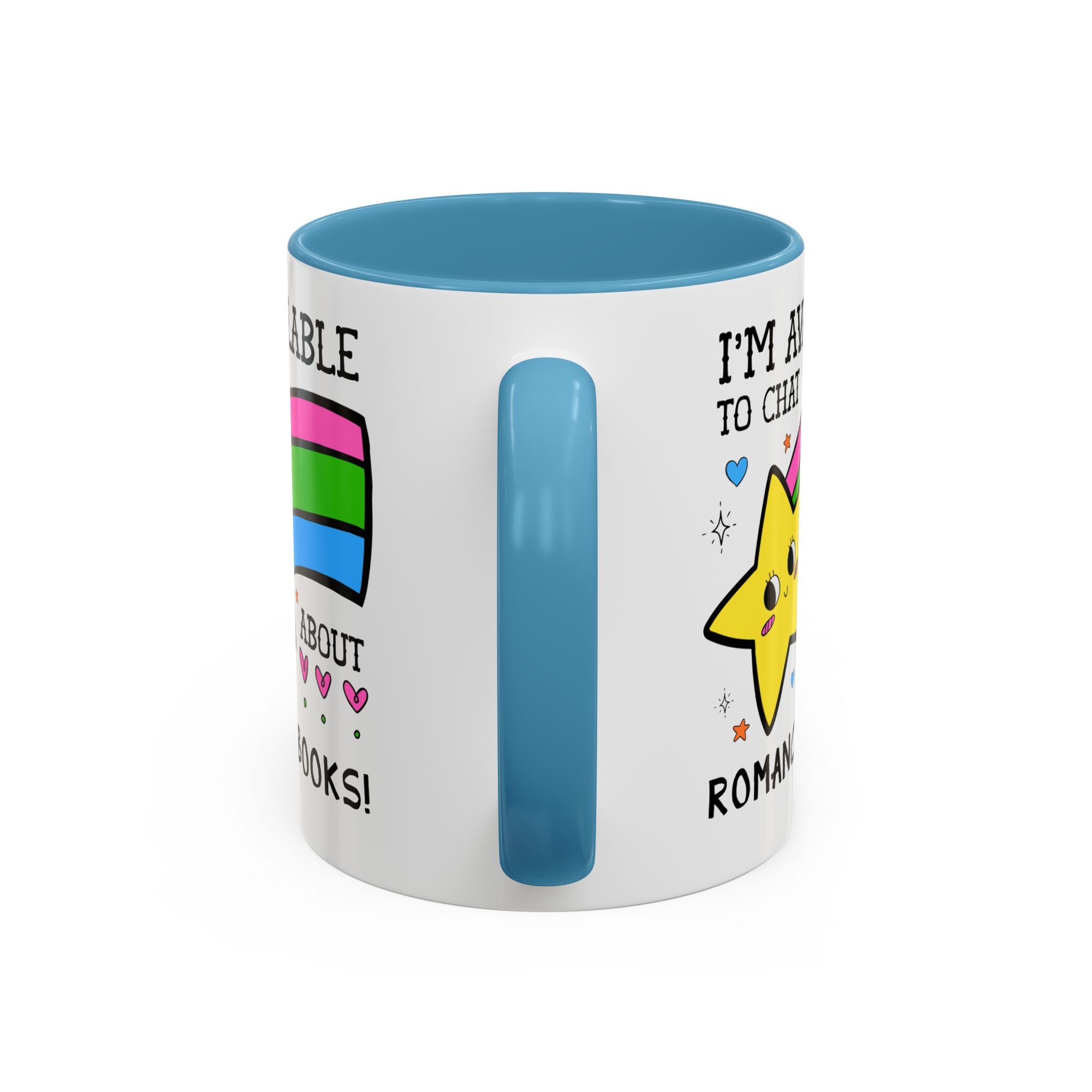 I'm Available to Chat About Romance Books Coffee Mug: Funny Saying Book Lover Gift Idea for Bookworm Who Loves Romance Novels, 11 Oz Mug - Opal and June