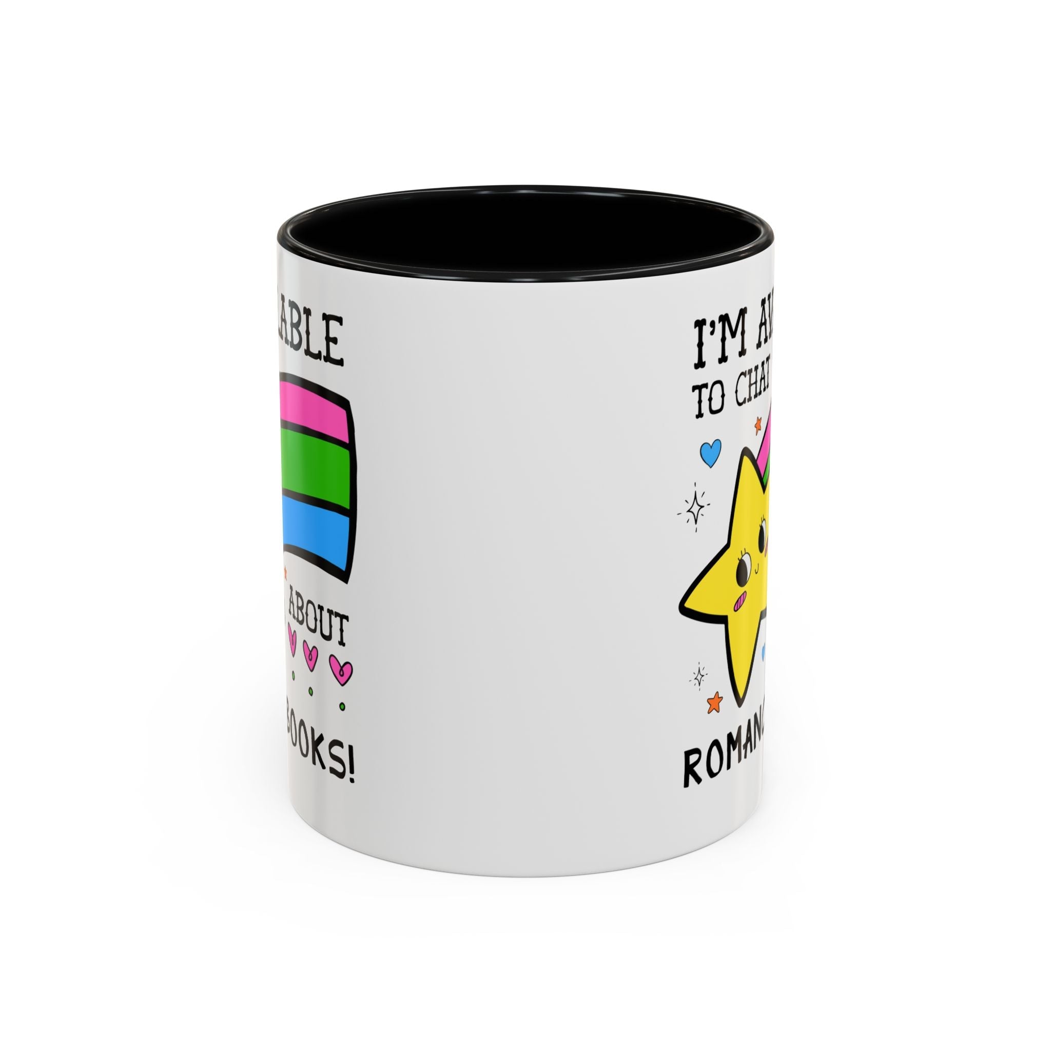 I'm Available to Chat About Romance Books Coffee Mug: Funny Saying Book Lover Gift Idea for Bookworm Who Loves Romance Novels, 11 Oz Mug - Opal and June