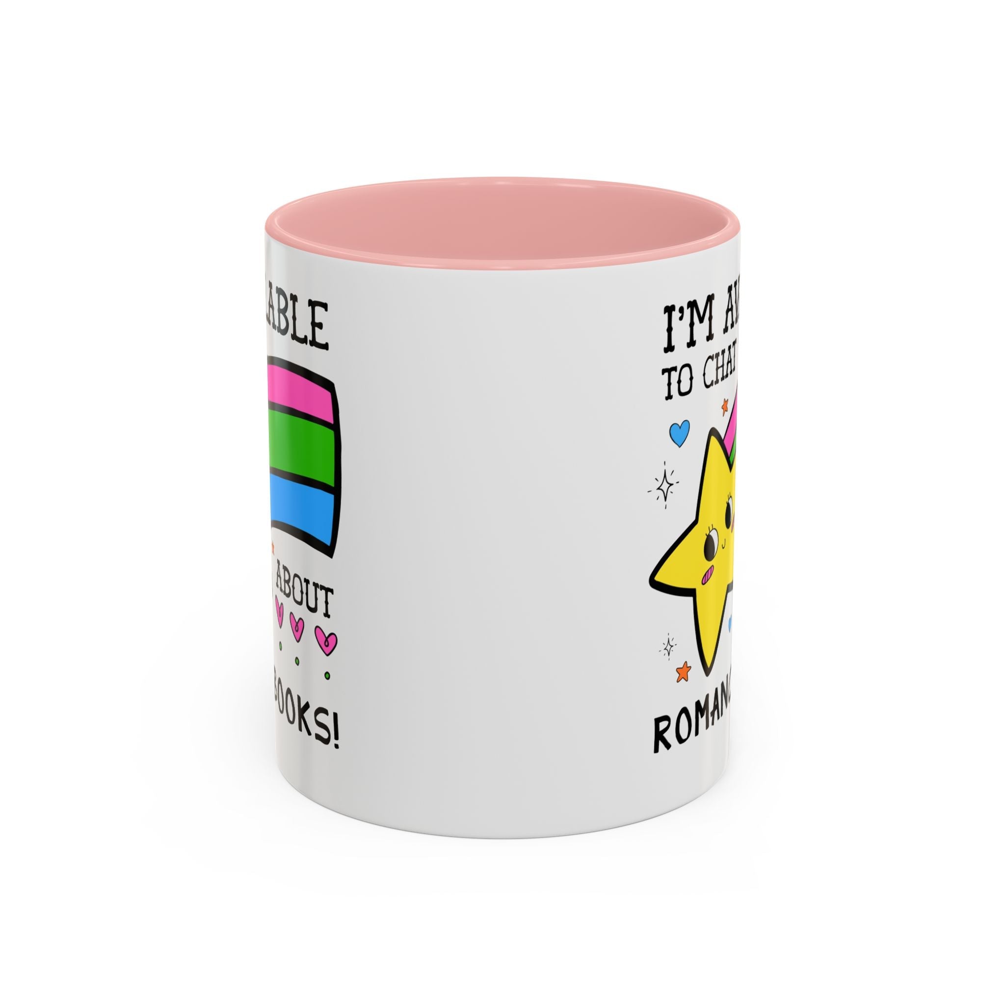 I'm Available to Chat About Romance Books Coffee Mug: Funny Saying Book Lover Gift Idea for Bookworm Who Loves Romance Novels, 11 Oz Mug - Opal and June