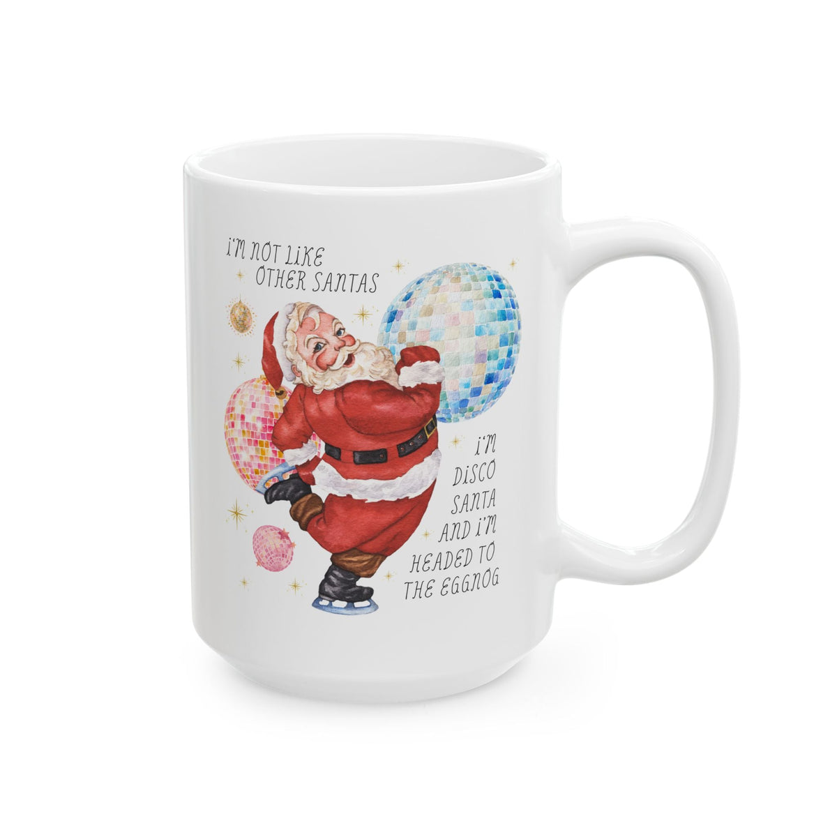 I'm Disco Santa and I'm Headed to the Eggnog: Funny Nostalgic Drinking Christmas Coffee Mug for Dad or Grandpa - Opal and June