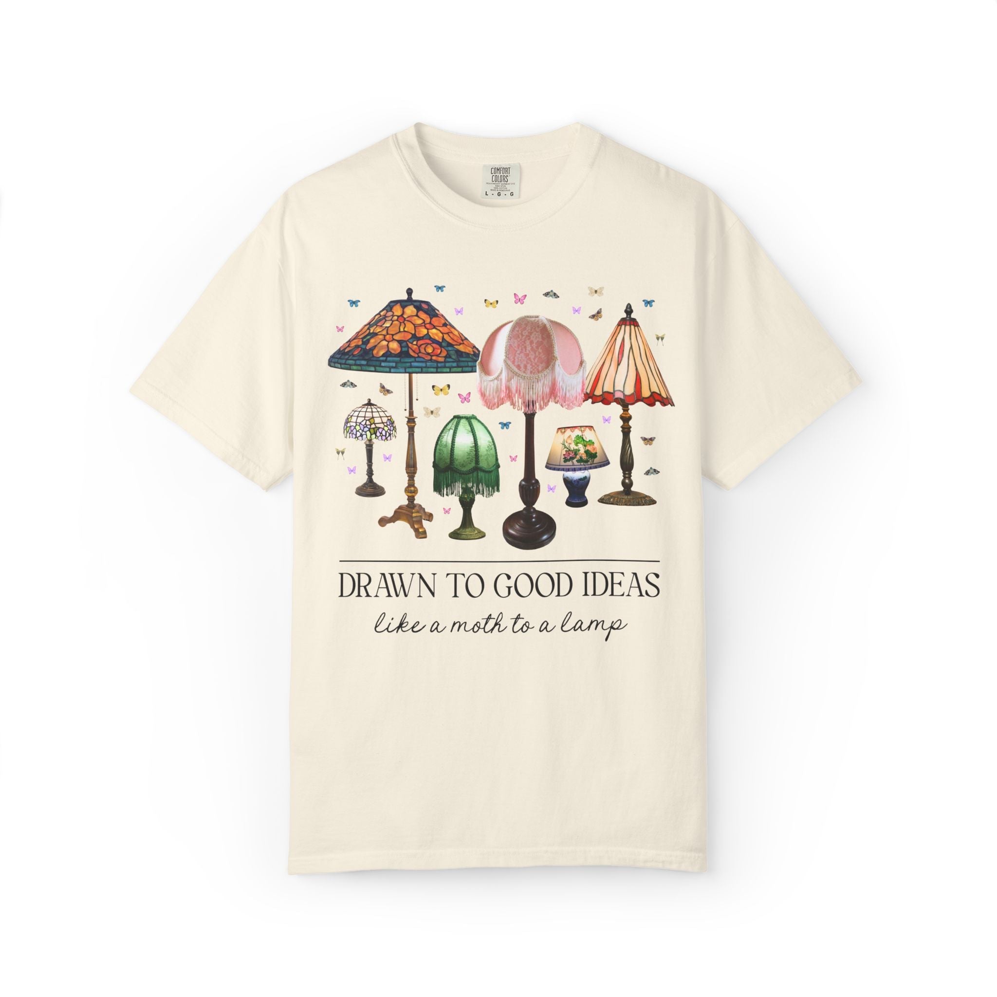 Insect Lover Entomologist or Science Teacher Tee Shirt: Drawn to Good Ideas Like a Moth to a Lamp, Silly Goblincore Scientist T-Shirt - Opal and June