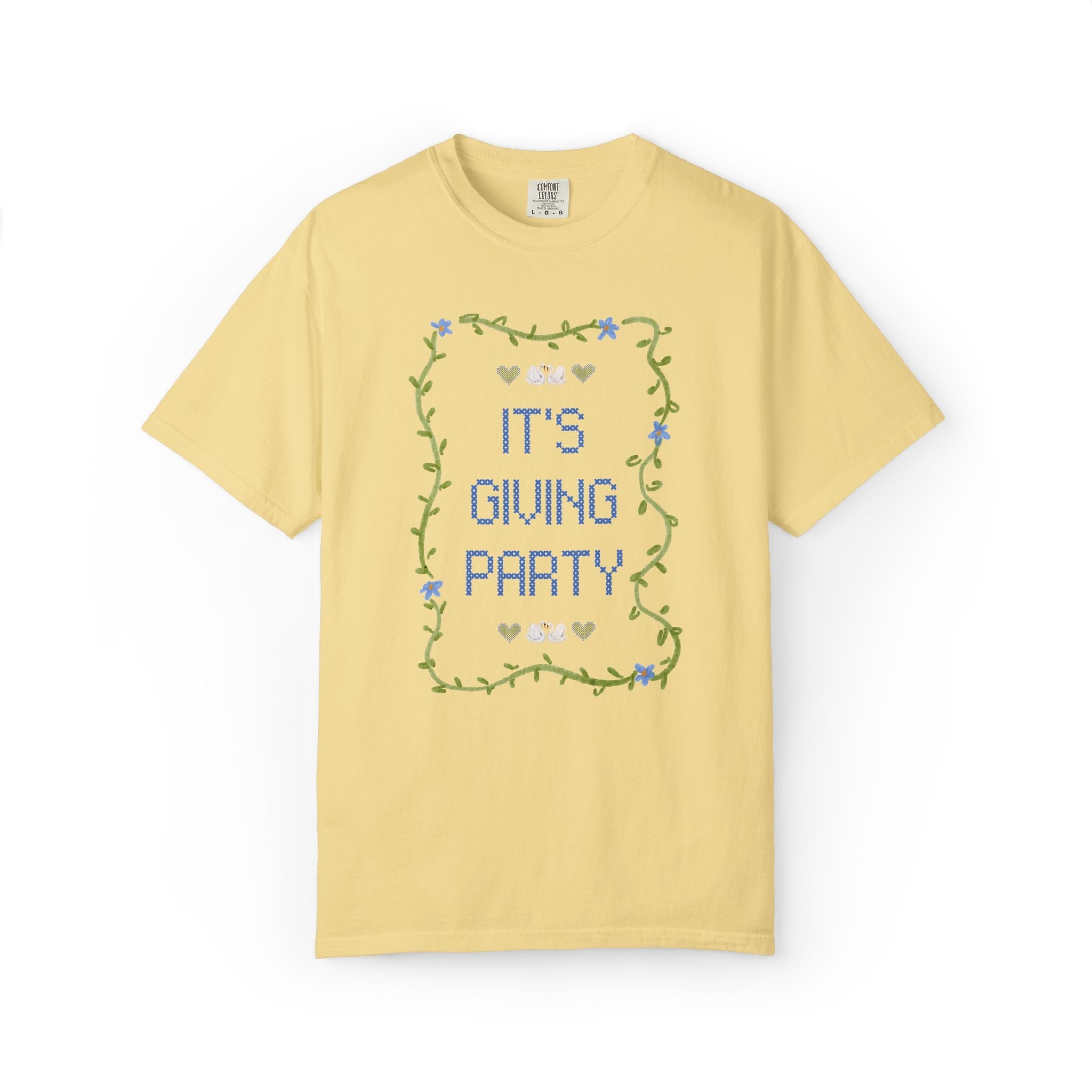 It's Giving Mrs. Bridal and Matching Bachelorette Tee Shirt with Swans and Flowers: Cute and Nostalgic Bachelorette Party Bridesmaid Tee - Opal and June