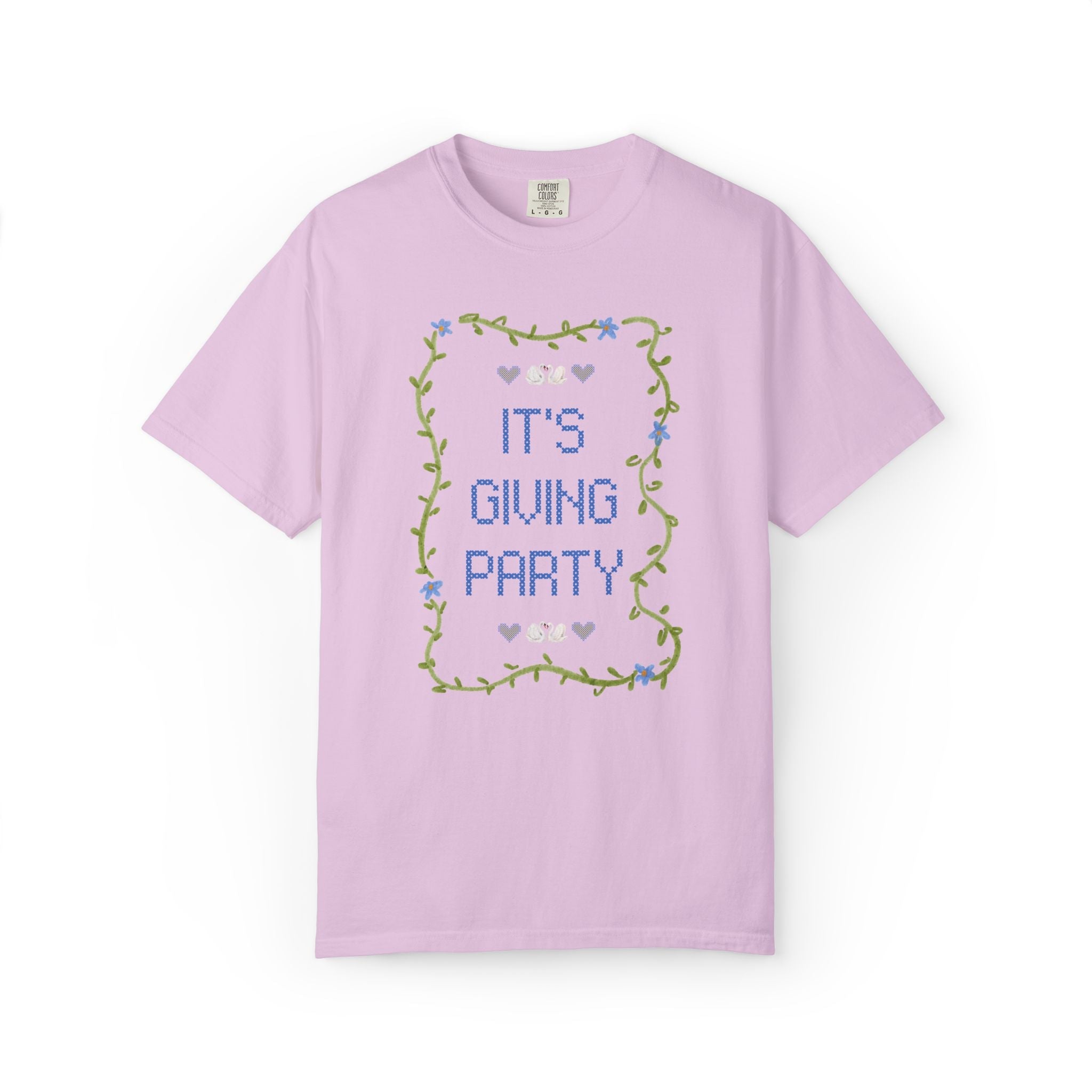 It's Giving Mrs. Bridal and Matching Bachelorette Tee Shirt with Swans and Flowers: Cute and Nostalgic Bachelorette Party Bridesmaid Tee - Opal and June