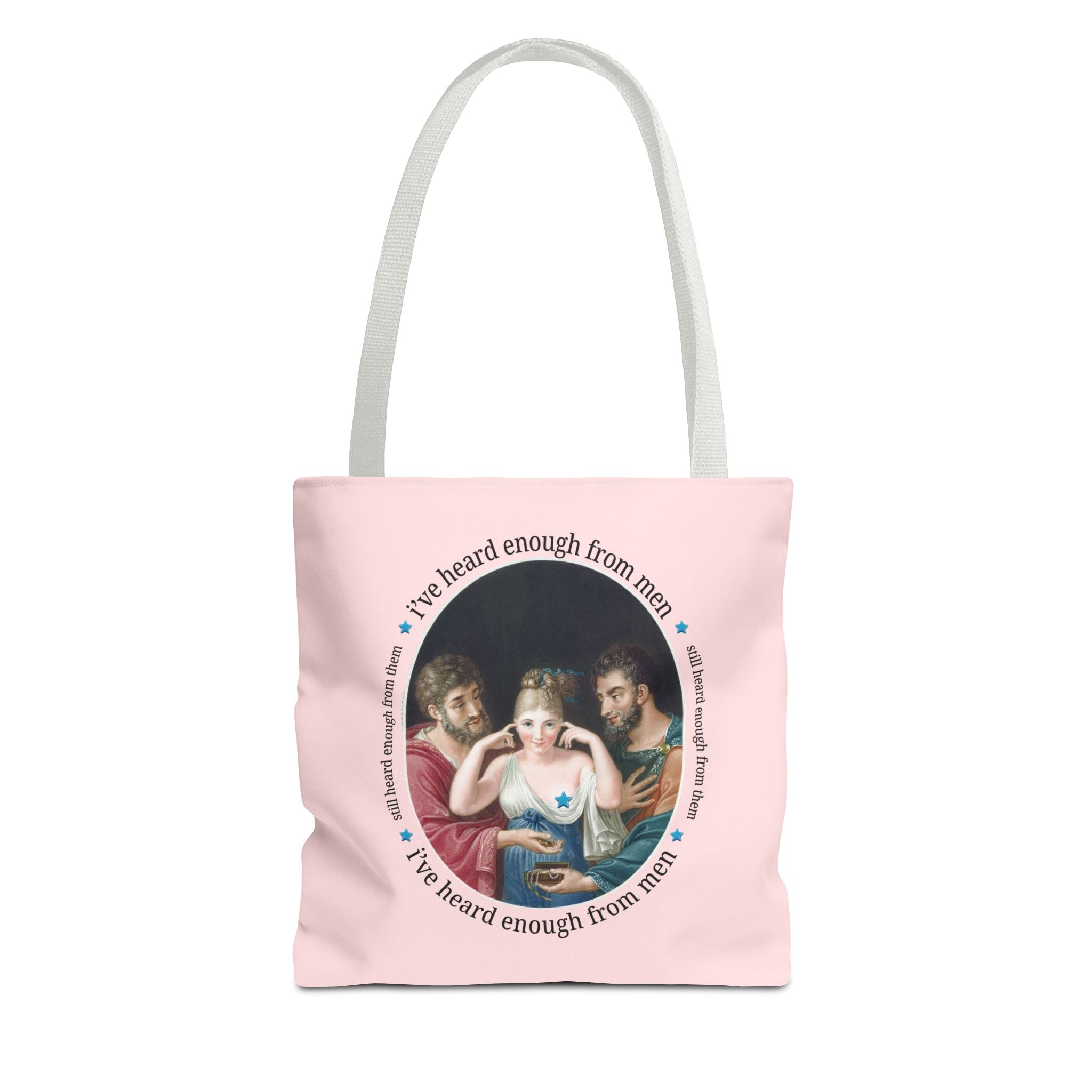 I've Heard Enough From Men Feminist Art History Tote Bag, Funny Sarcastic Goblincore Tote with 19th Century Painting, Women's Rights Gift - Opal and June