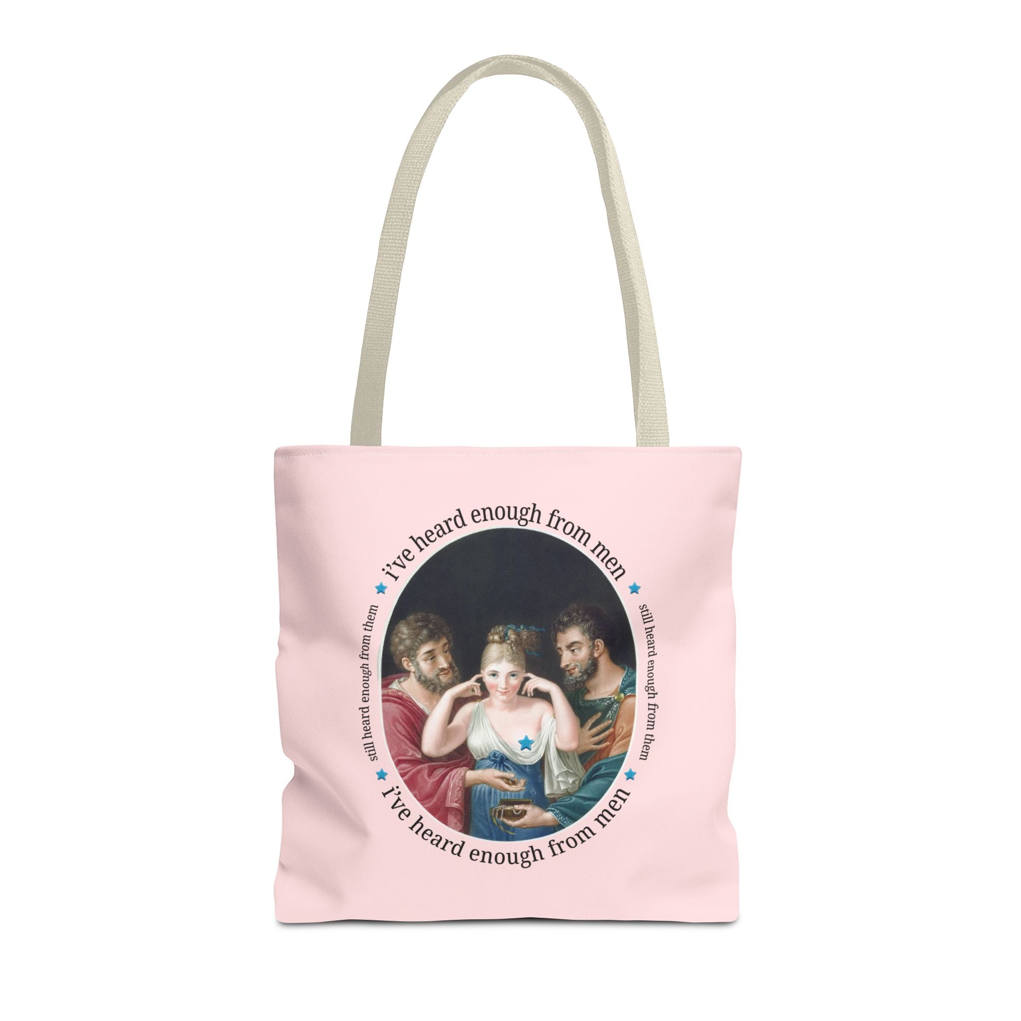 I've Heard Enough From Men Feminist Art History Tote Bag, Funny Sarcastic Goblincore Tote with 19th Century Painting, Women's Rights Gift - Opal and June
