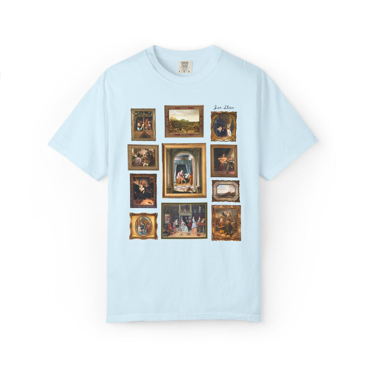 Jan Steen Dutch Golden Age Art History Buff Tee Shirt for European Art Historian or Humanities Teacher, Woman at Her Toilet Famous Painting - Opal and June