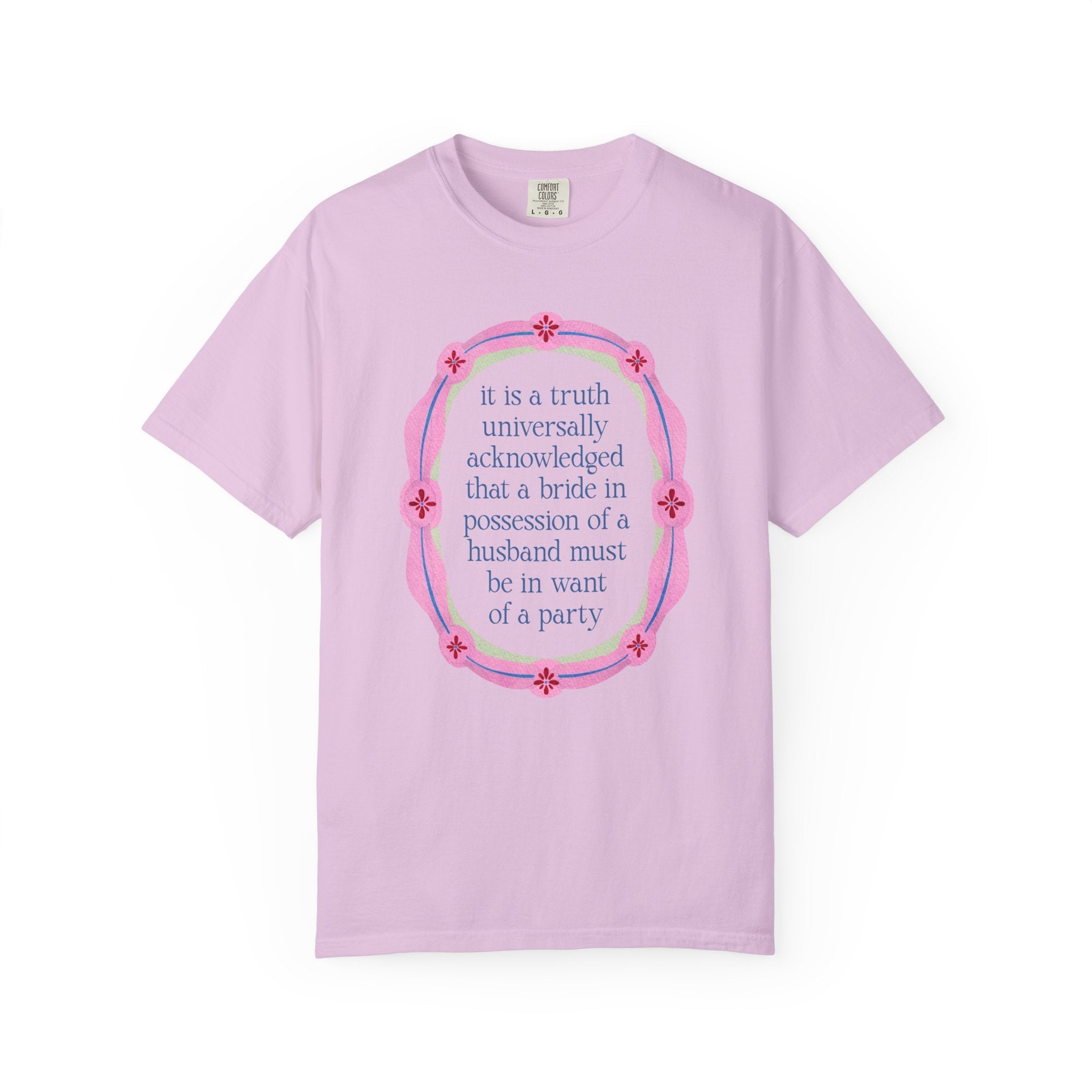 Jane Austen Bachelorette Tee Shirt for Romance Reader or Book Lover: Floral Pride and Prejudice T-Shirt, Matching Bride and Bachelorette Tee - Opal and June