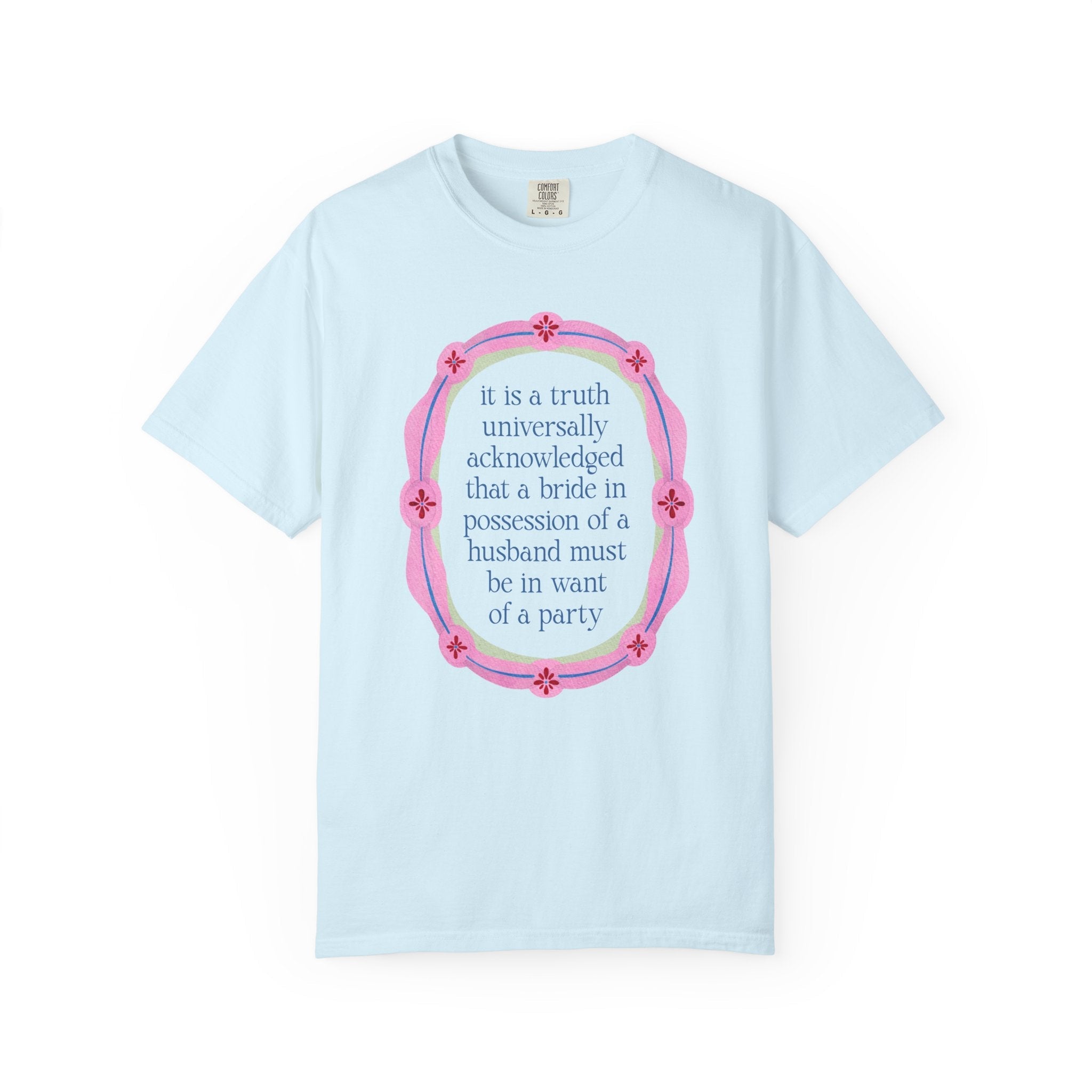 Jane Austen Bachelorette Tee Shirt for Romance Reader or Book Lover: Floral Pride and Prejudice T-Shirt, Matching Bride and Bachelorette Tee - Opal and June