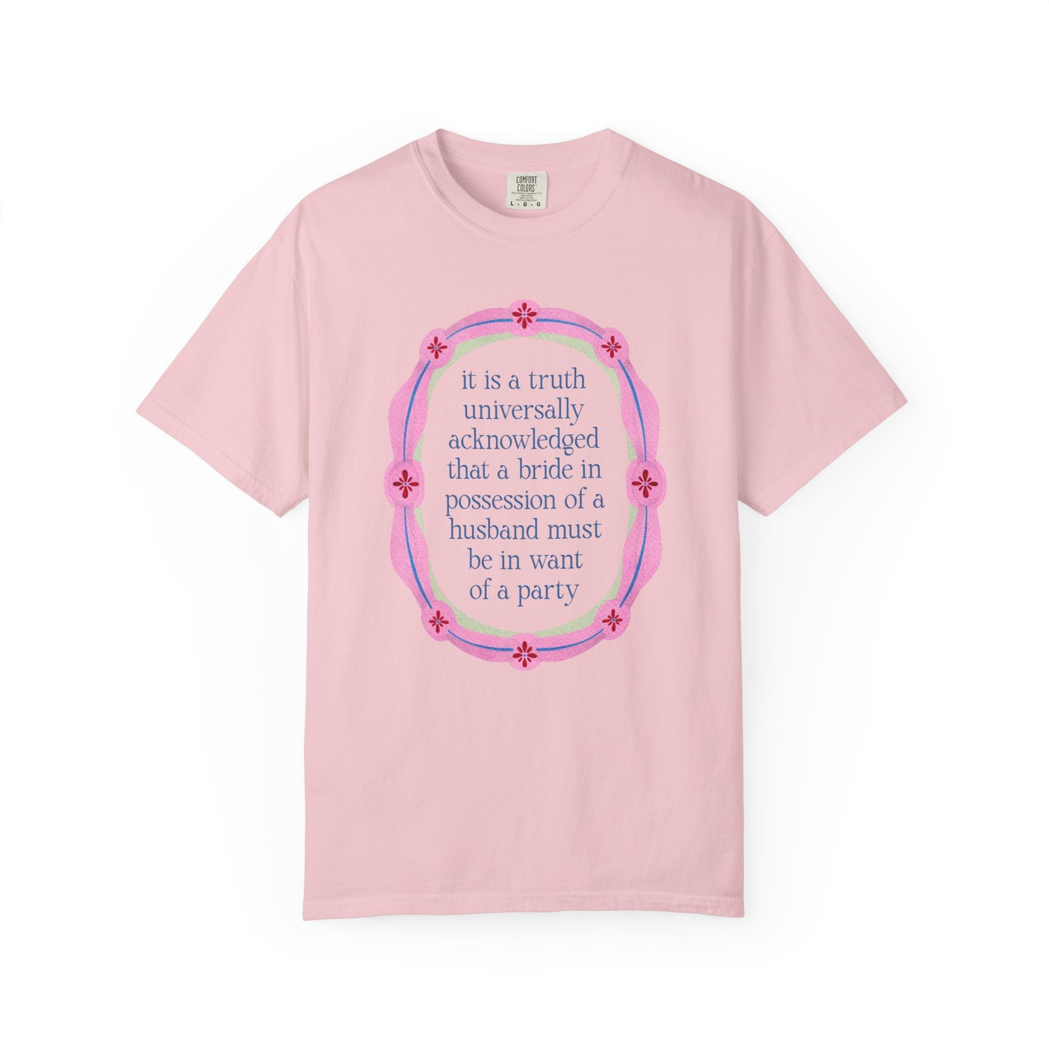 Jane Austen Bachelorette Tee Shirt for Romance Reader or Book Lover: Floral Pride and Prejudice T-Shirt, Matching Bride and Bachelorette Tee - Opal and June