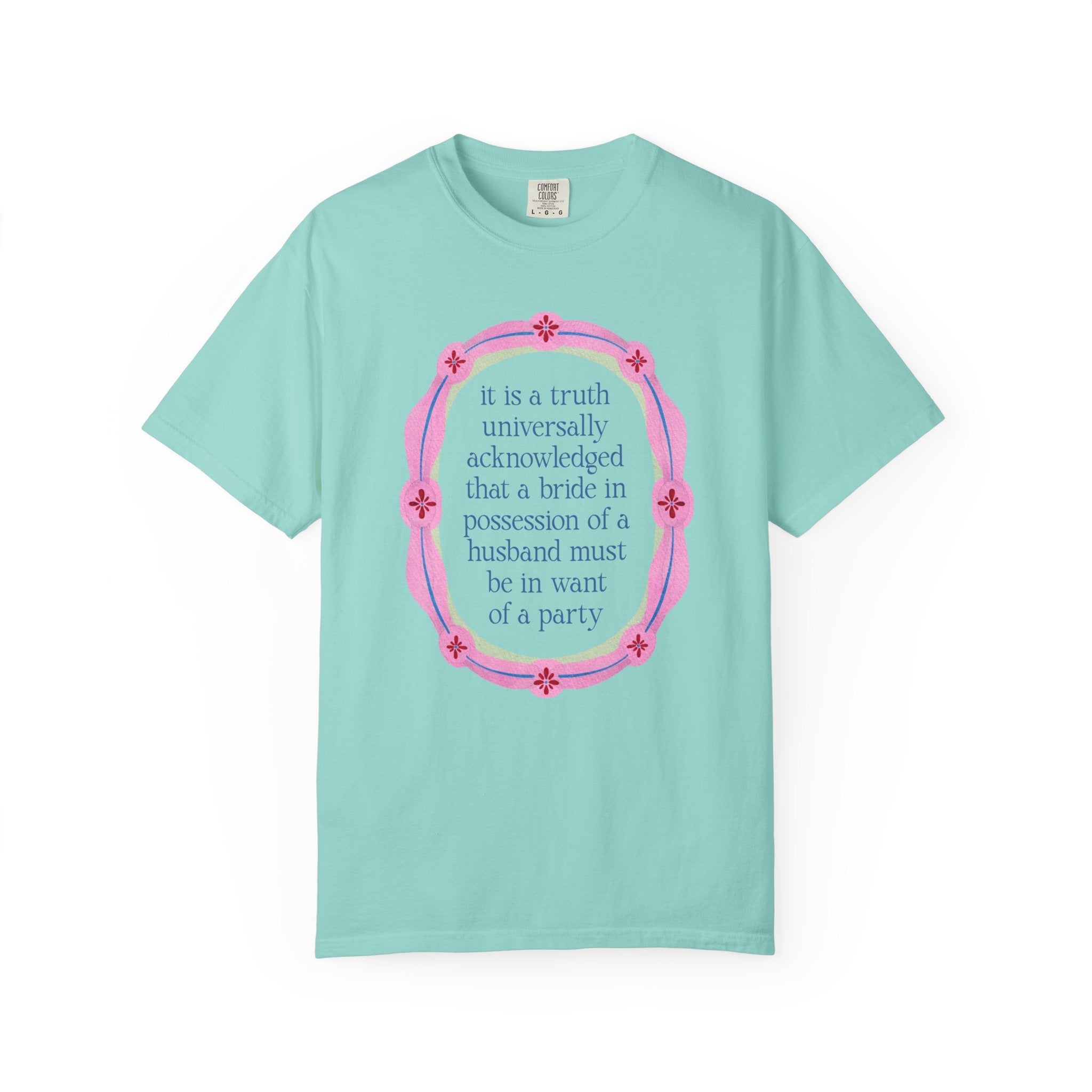 Jane Austen Bachelorette Tee Shirt for Romance Reader or Book Lover: Floral Pride and Prejudice T-Shirt, Matching Bride and Bachelorette Tee - Opal and June