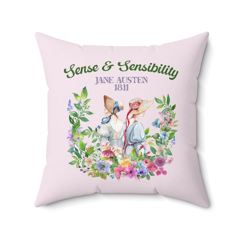 Jane Austen Pillow: Sense and Sensibility, Dashwood Sisters, Classic Literature Decor for Library, Floral Whimsigoth Pillow, Romance Reader - Opal and June