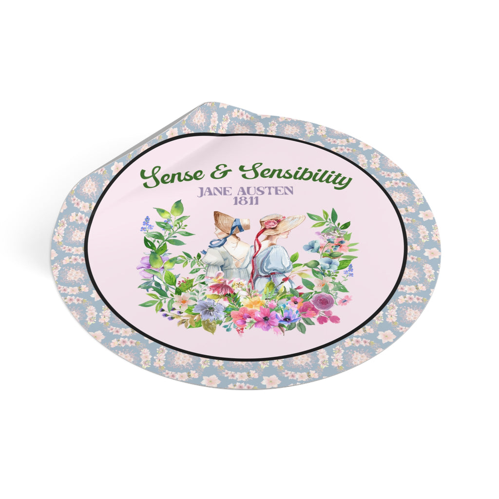 Jane Austen Sticker: Sense and Sensibility, Dashwood Sisters, Classic Literature Sticker for Reader, Floral Whimsigoth Gift, Romance Reader - Opal and June