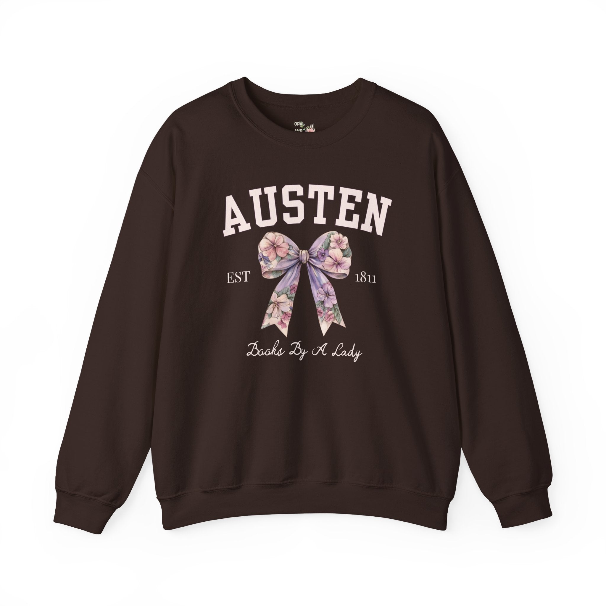 Jane Austen Sweatshirt with Cute Floral Bow: Books by a Lady, Cute Historical Romance Shirt for Bookworm, Classic Literature Romance Reader - Opal and June