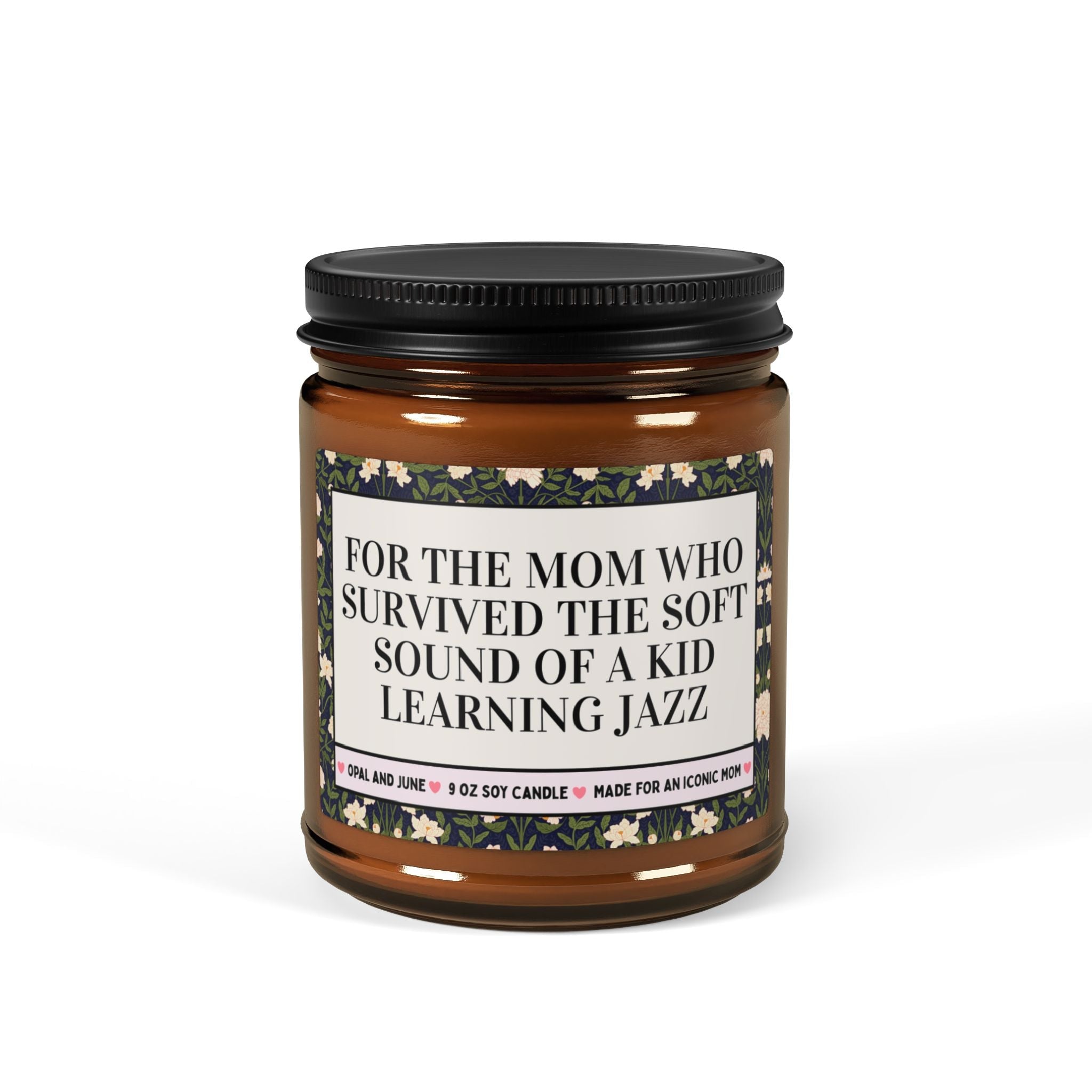Jazz Music Mom Thank You Candle for Mom of Teen Who Plays Guitar or Saxophone, 9 Oz Soy Candle for Band Mom, Senior Band Night Gift for Mom - Opal and June