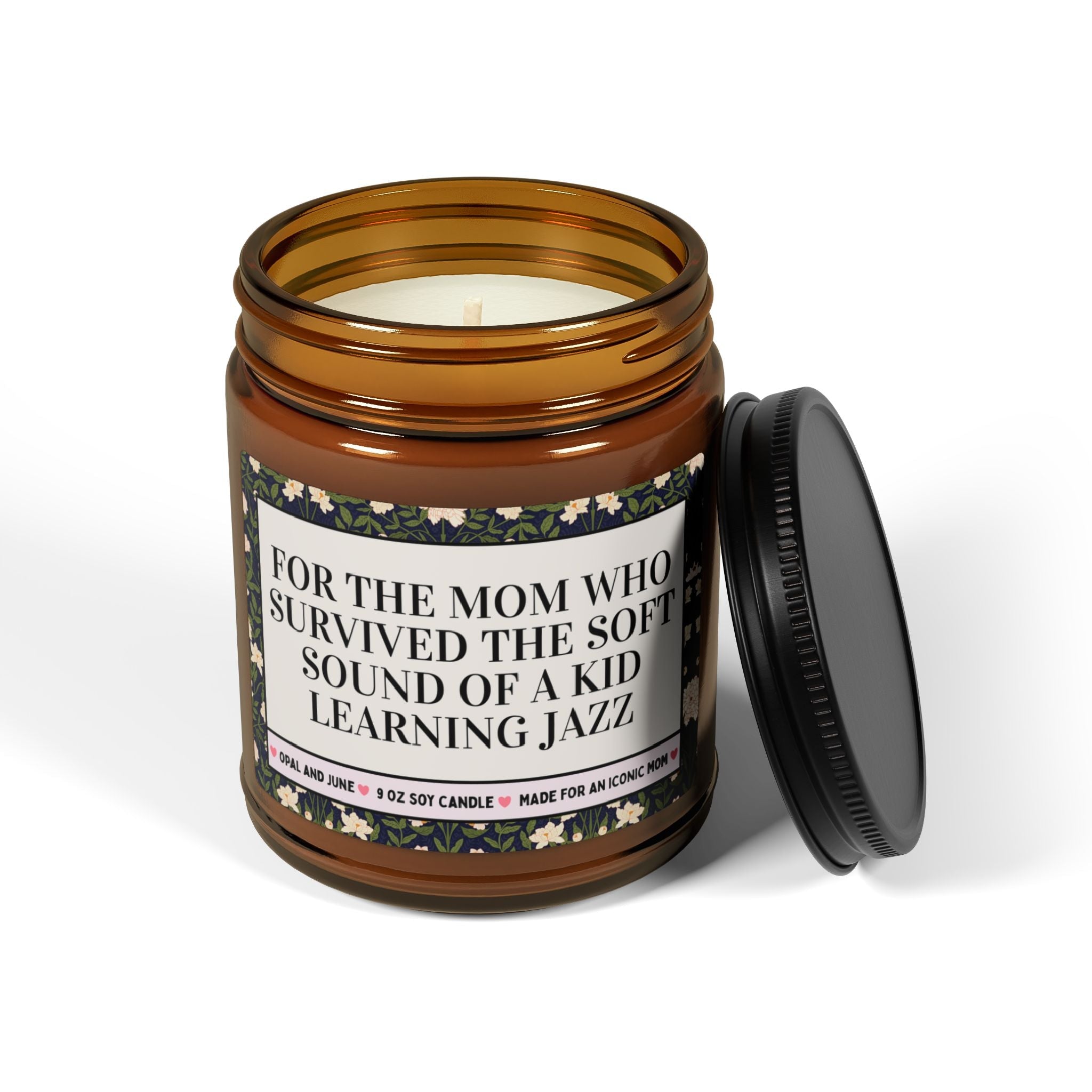 Jazz Music Mom Thank You Candle for Mom of Teen Who Plays Guitar or Saxophone, 9 Oz Soy Candle for Band Mom, Senior Band Night Gift for Mom - Opal and June