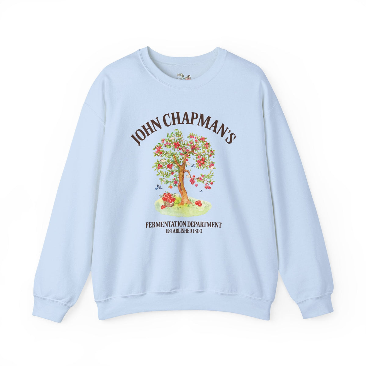 John Chapman's Fermentation Department Sweatshirt: Funny Drinking Johnny Appleseed American Folk Tale History Crewneck for History Buff - Opal and June
