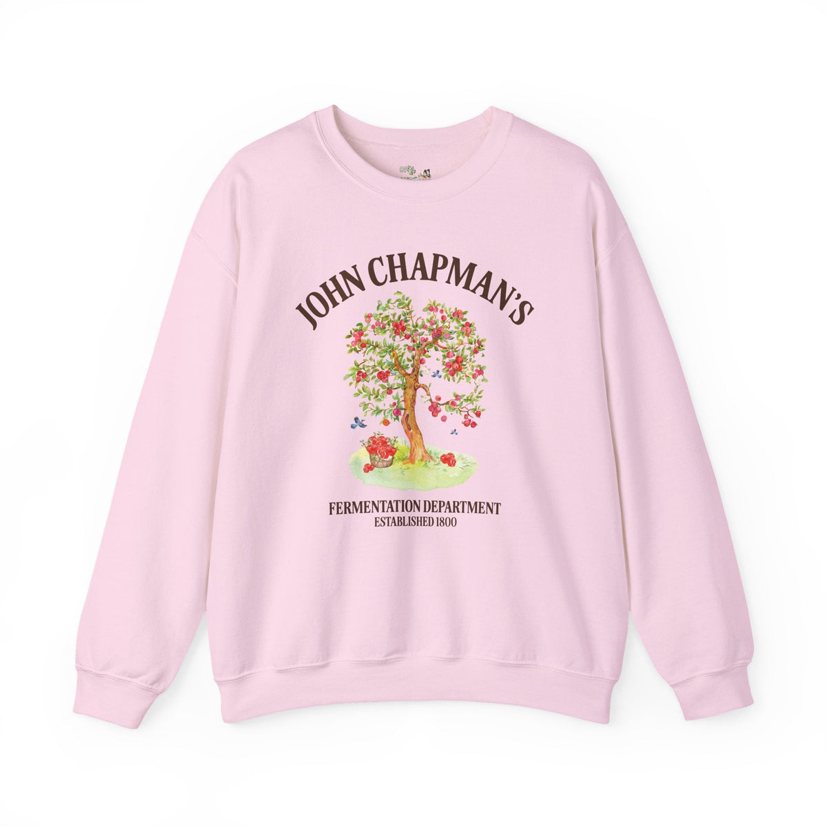 John Chapman's Fermentation Department Sweatshirt: Funny Drinking Johnny Appleseed American Folk Tale History Crewneck for History Buff - Opal and June