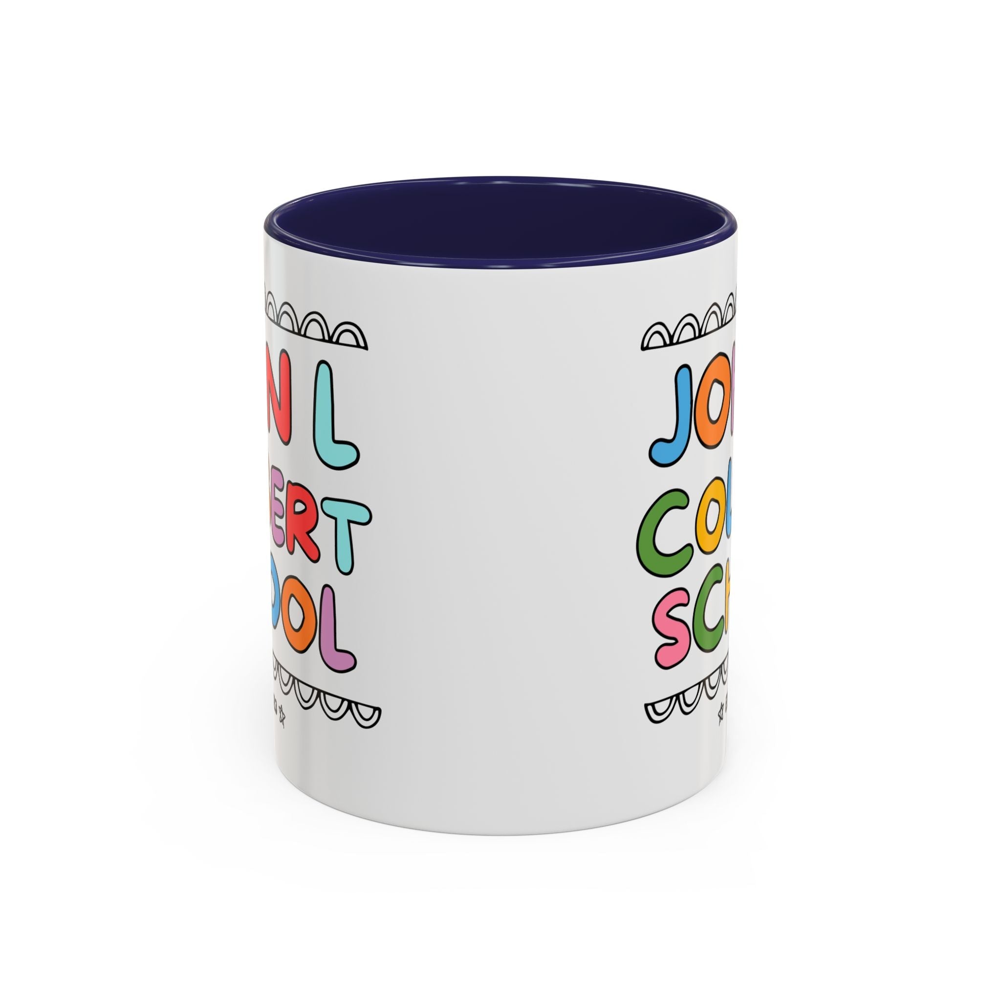 John L Colbert School 11 Oz Coffee Mug: Rainbow Letters | FPS + Opal and June Coffee Mug, Fayetteville Public Schools - Opal and June