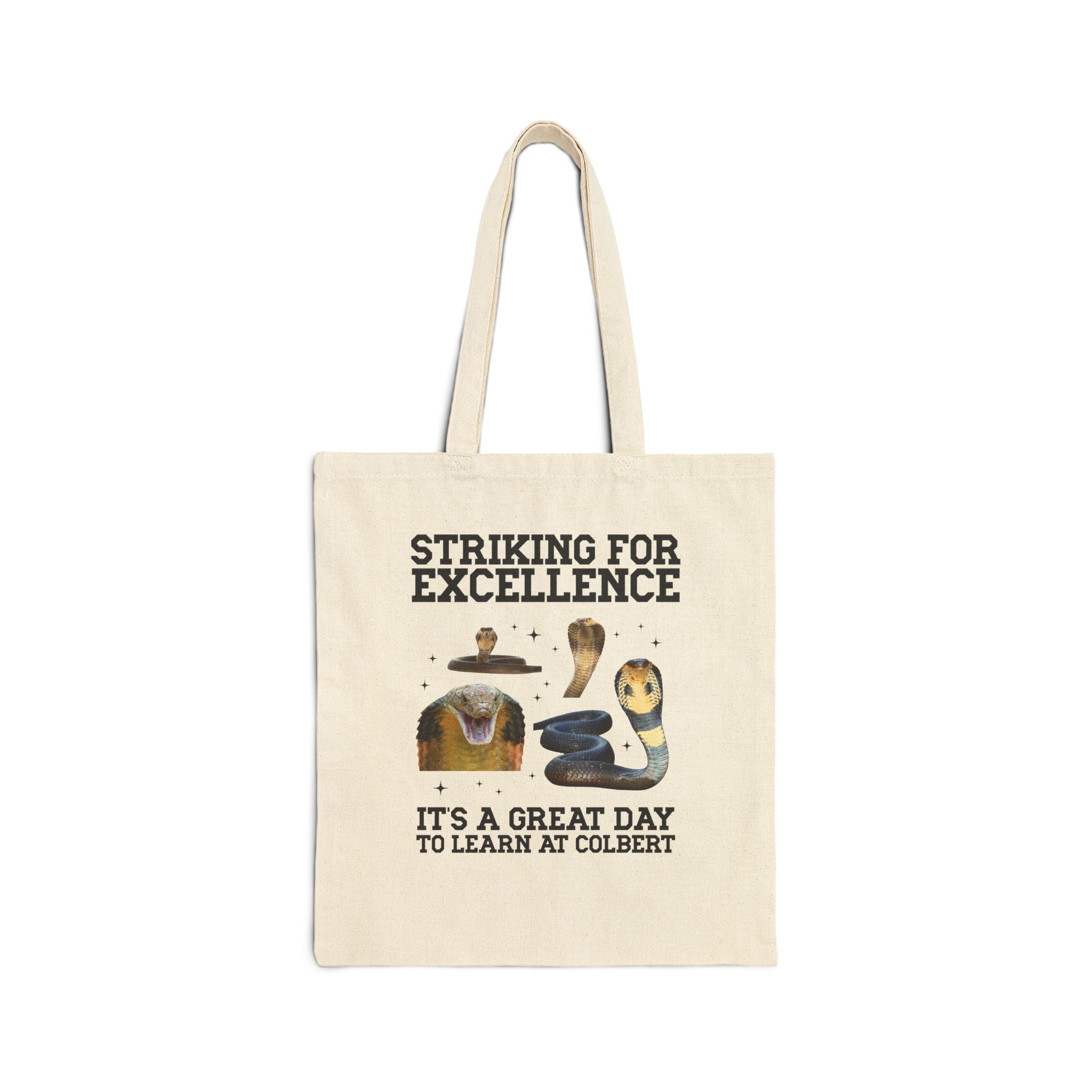 John L. Colbert School Tote Bag: Striking for Excellence | FPS + Opal and June Tote Bag, Fayetteville Public Schools - Opal and June