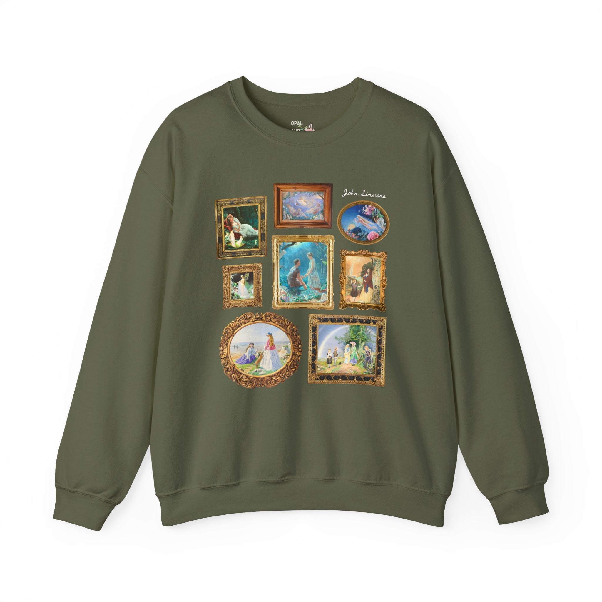 John Simmons Art History Lover Sweatshirt: Famous Paintings | Colorful Fairycore William Shakespeare Crewneck for Book Lover, Art Historian - Opal and June