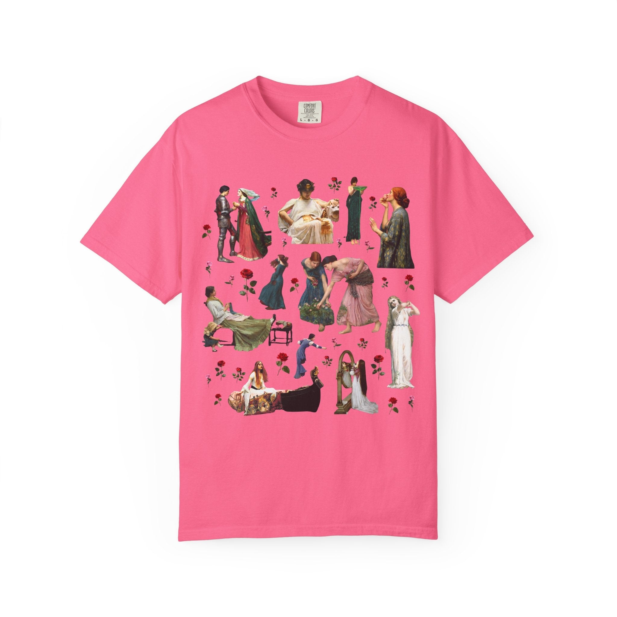 John William Waterhouse Art History Tee Shirt for Valentines, Colorful Boho Goblincore Early 1900s Art T-Shirt for Artist or Museum Lover - Opal and June