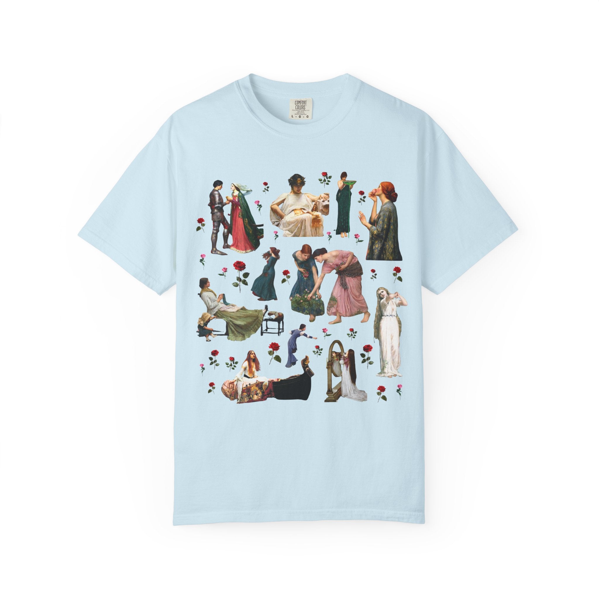 John William Waterhouse Art History Tee Shirt for Valentines, Colorful Boho Goblincore Early 1900s Art T-Shirt for Artist or Museum Lover - Opal and June