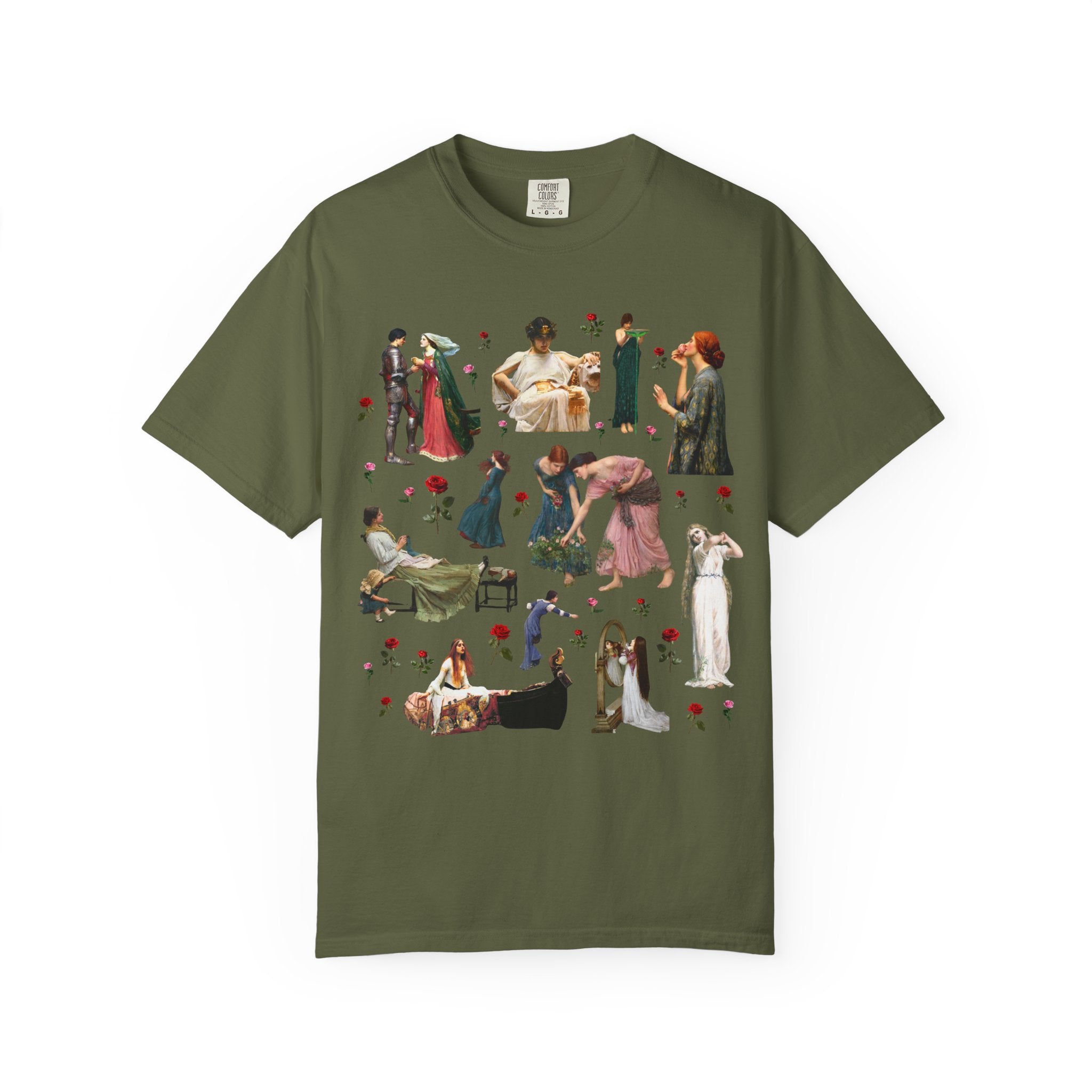John William Waterhouse Art History Tee Shirt for Valentines, Colorful Boho Goblincore Early 1900s Art T-Shirt for Artist or Museum Lover - Opal and June
